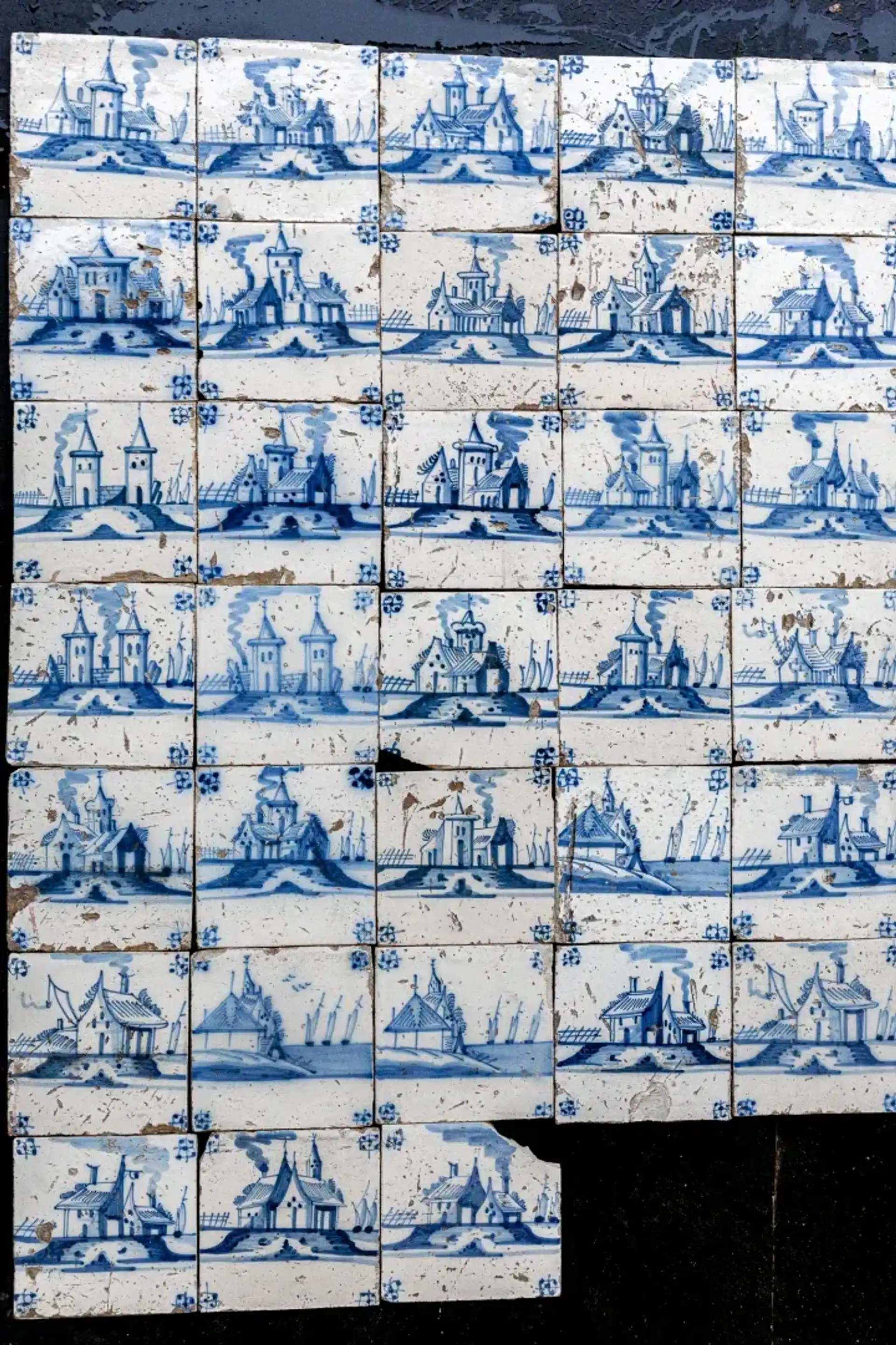 17de Eeuwse Wandtegels Beschilderd