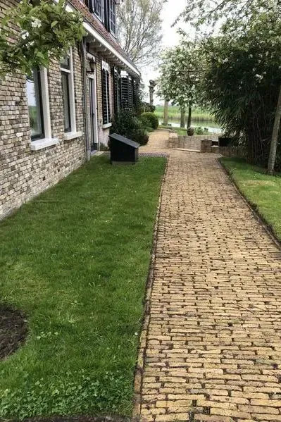 Antique farmhouse yellow paving bricks