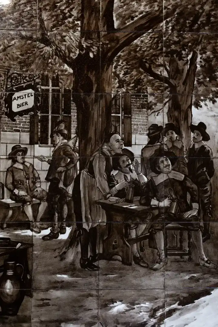 Amstel Bier Tegeltableau Antiek Mangaan