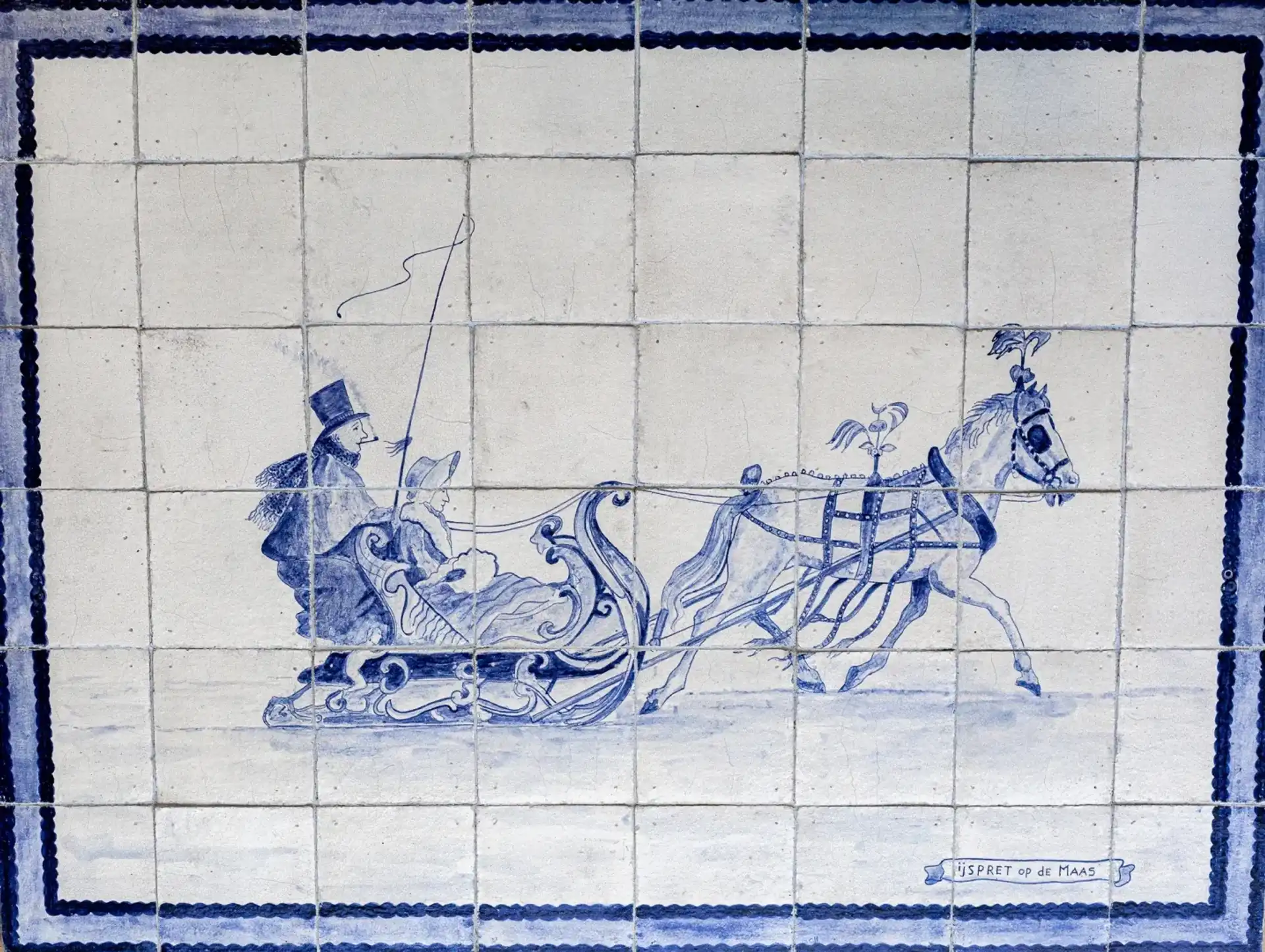 Antiek Delftsblauw Tegeltableau