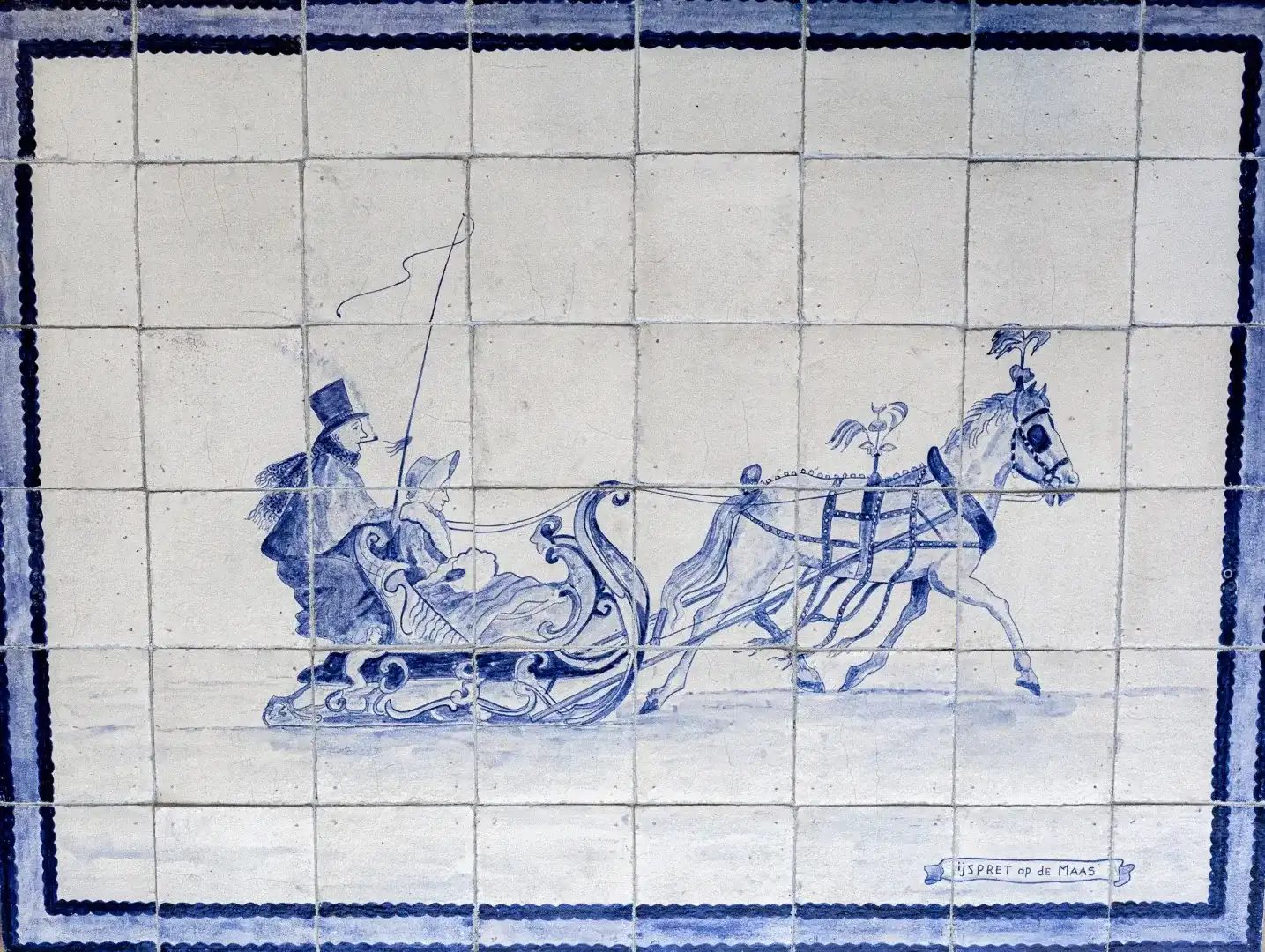 Antiek Delftsblauw Tegeltableau