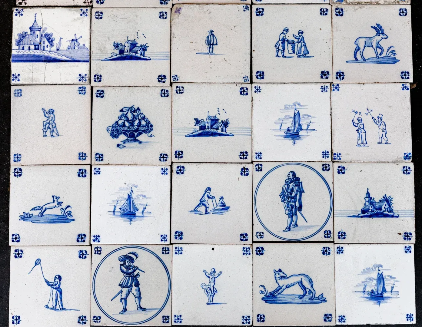 Antieke Delftsblauwe Decoratieve Wandtegels