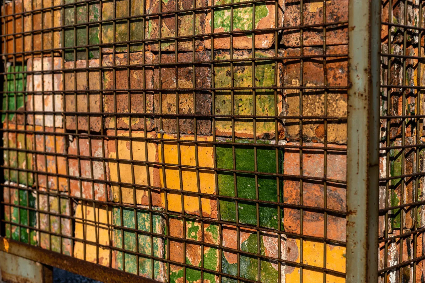 Antique glazed terracotta floor tiles