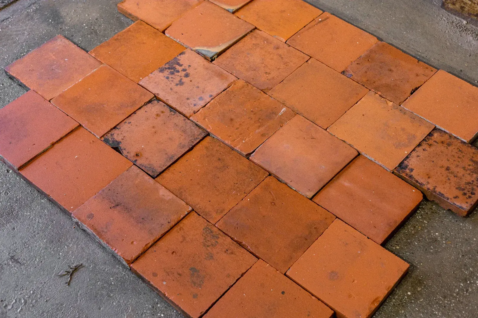 Antique red floor tiles
