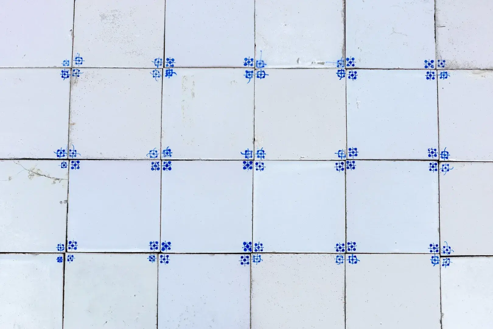 Antique wall tiles with corner spider motif