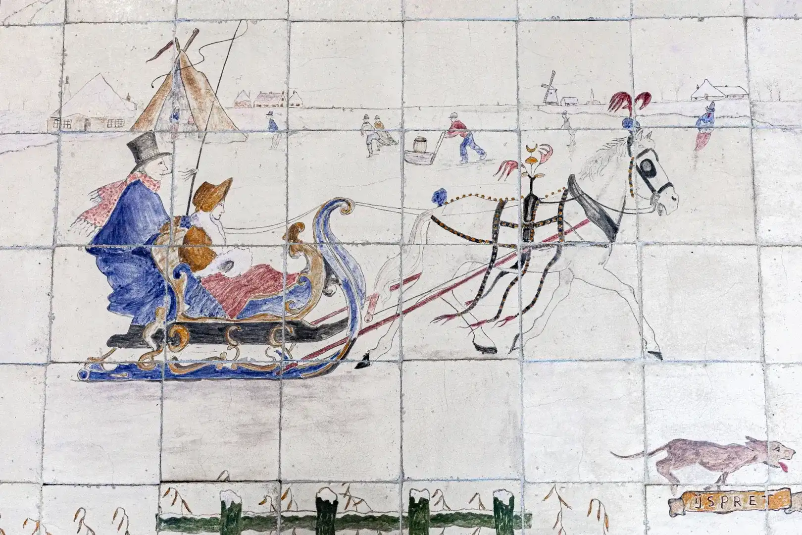 Authentiek Oud Hollands Tegel Tableau In Kleur