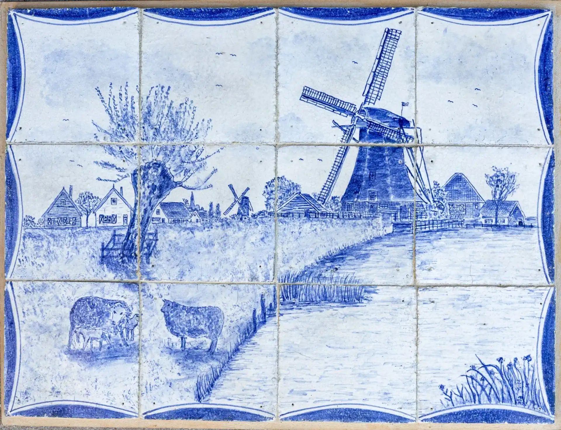 Authentiek Tegeltableau Met Landschap