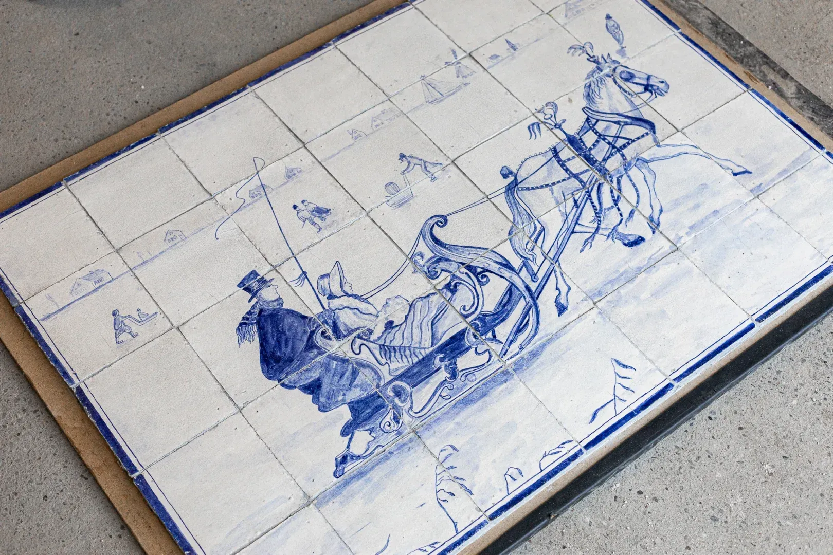 Panneau mural authentique en carreaux bleus de Delft