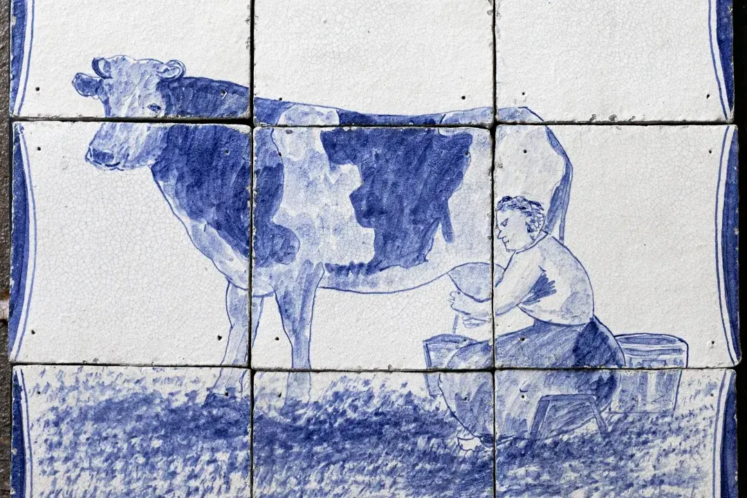 Panneau bleu de Delft en carreaux peints à la main