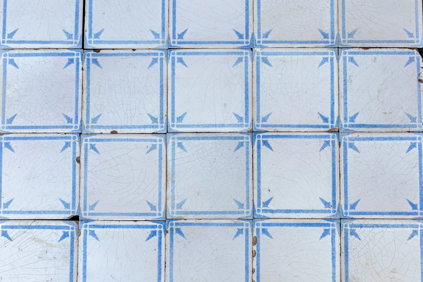 Delftsblauwe Antieke Wandtegels Met Ster 13x13cm