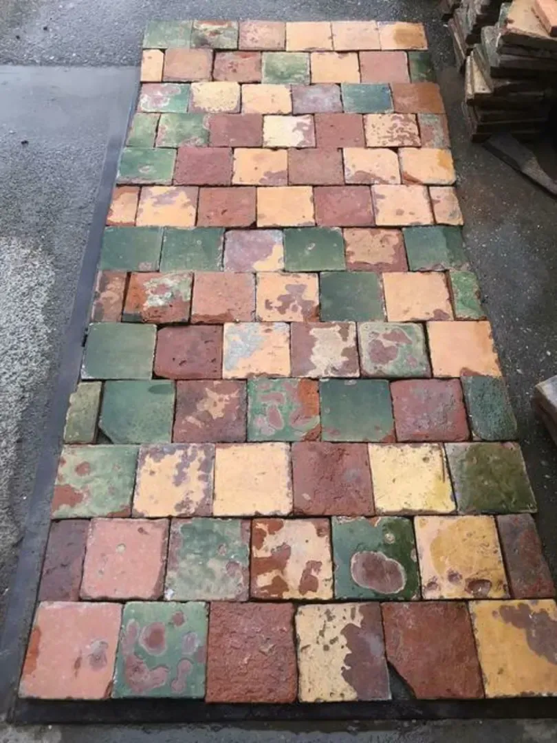 Old glazed floor tiles