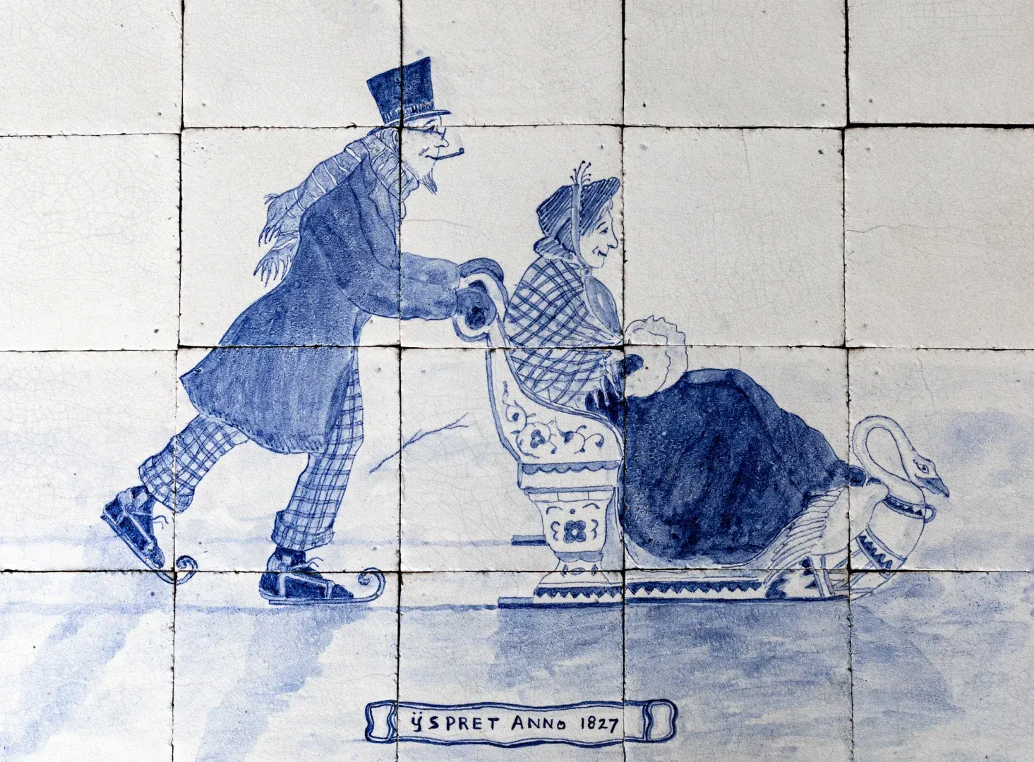 Panneau ancien hollandais de carreaux peints à la main