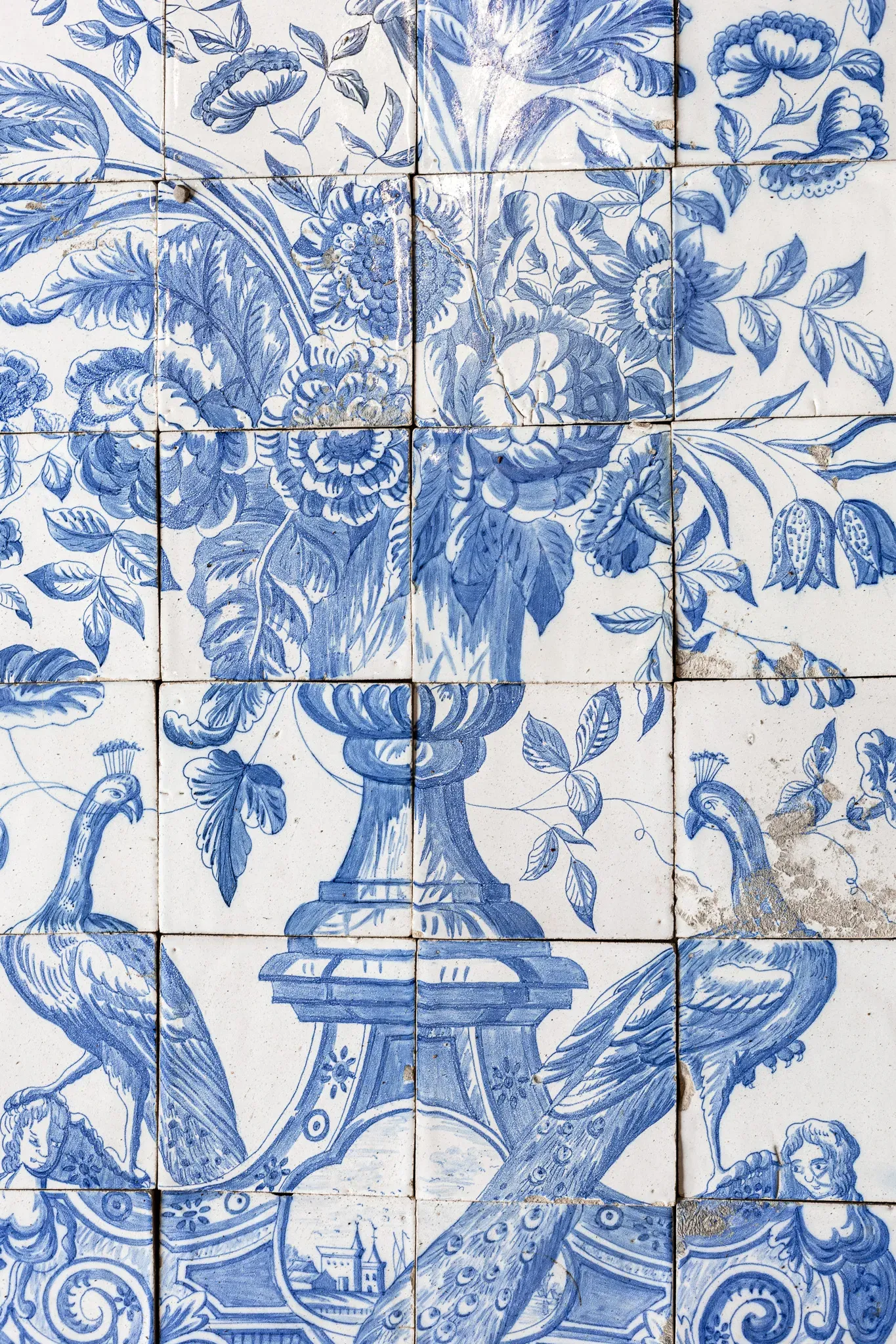 Antiek delftsblauw tegeltableu