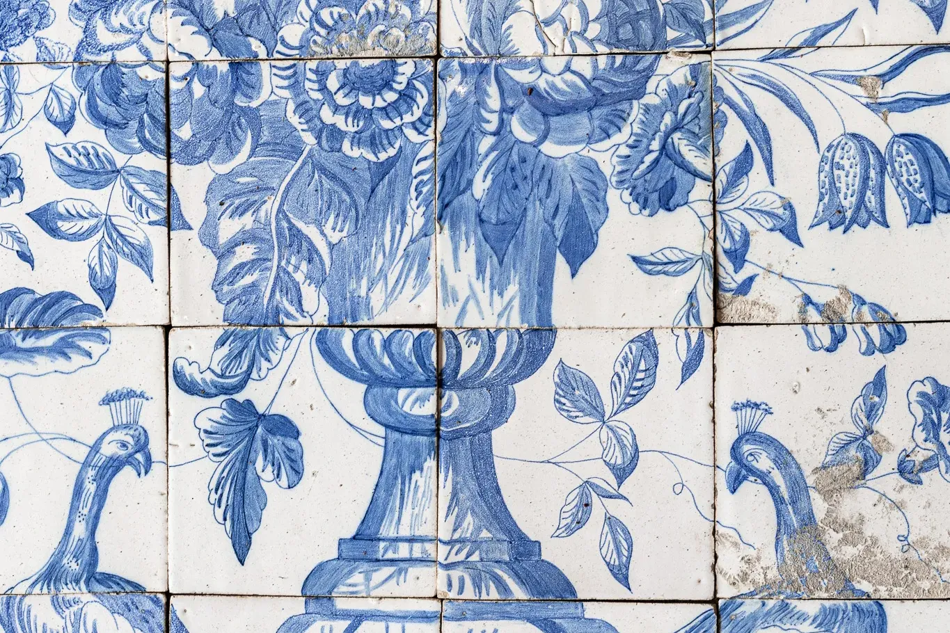 Panneau ancien en carreaux bleu de Delft