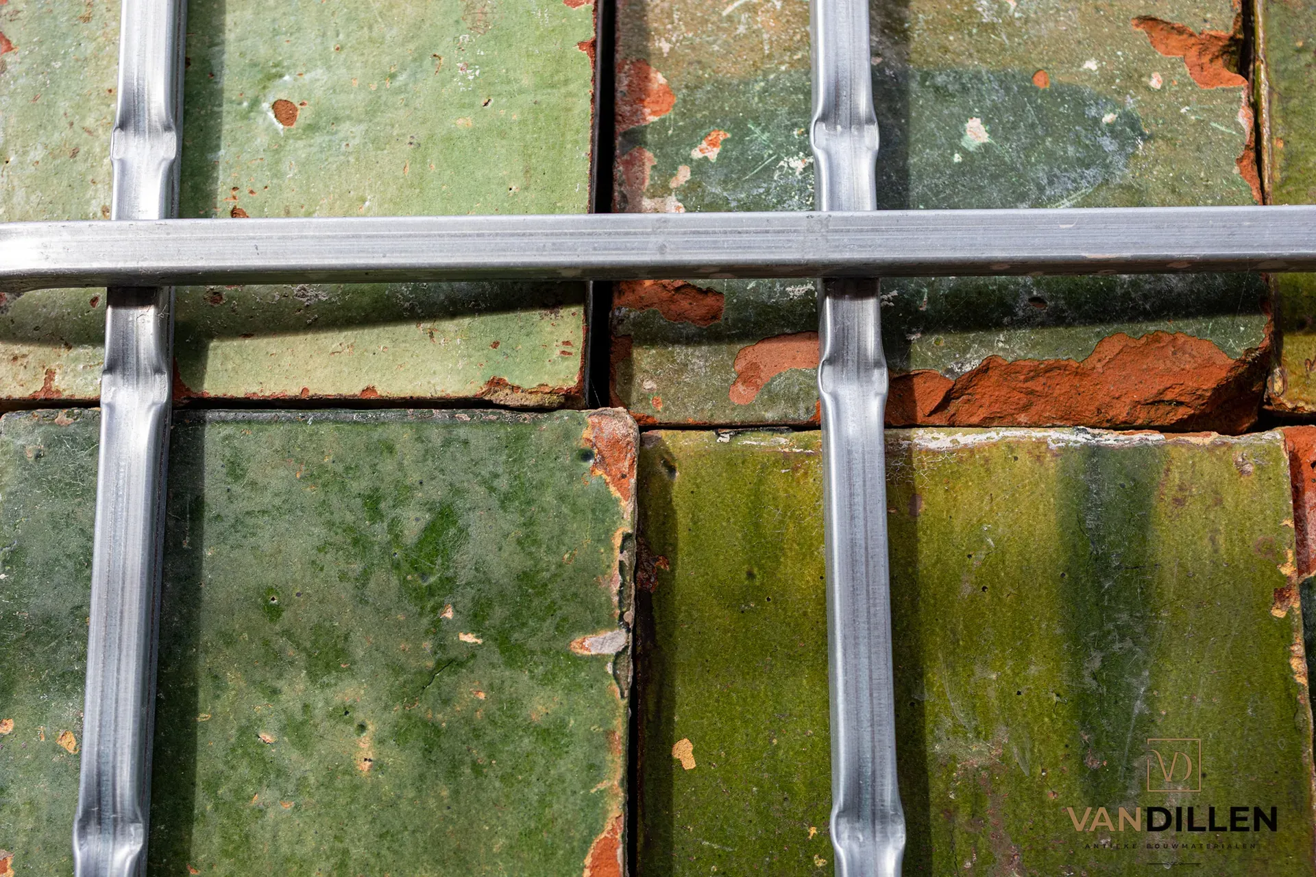 Antique glazed terracotta floor tiles