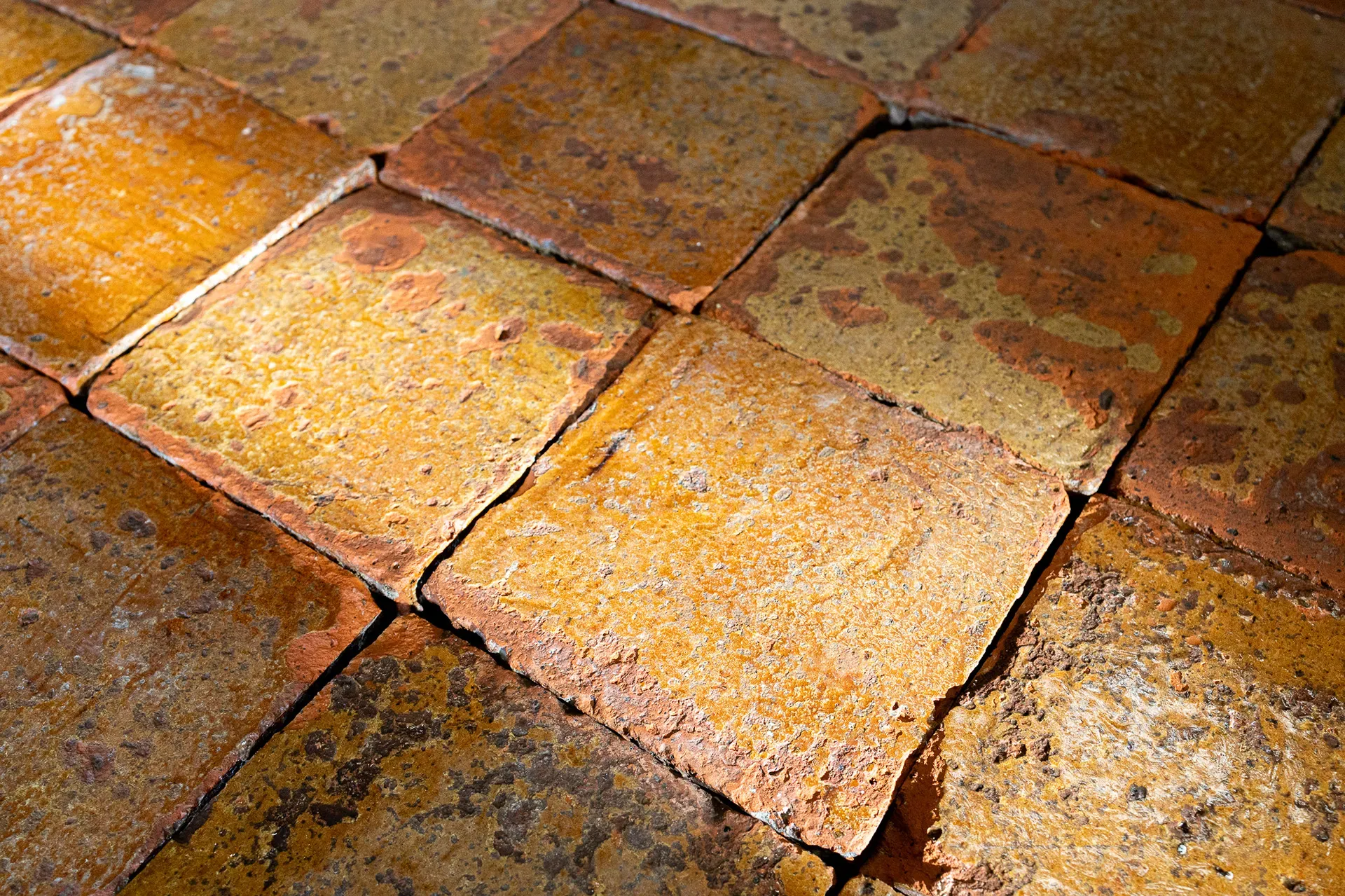 Antique glazed floor tiles, 22 cm