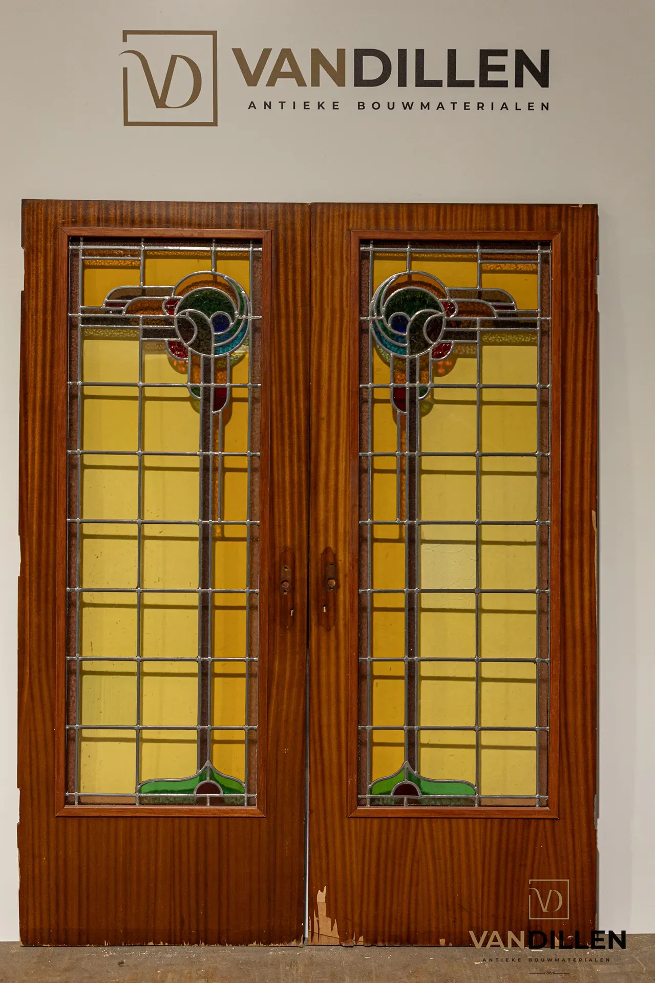 Art deco ensuite deuren met glas-in-lood