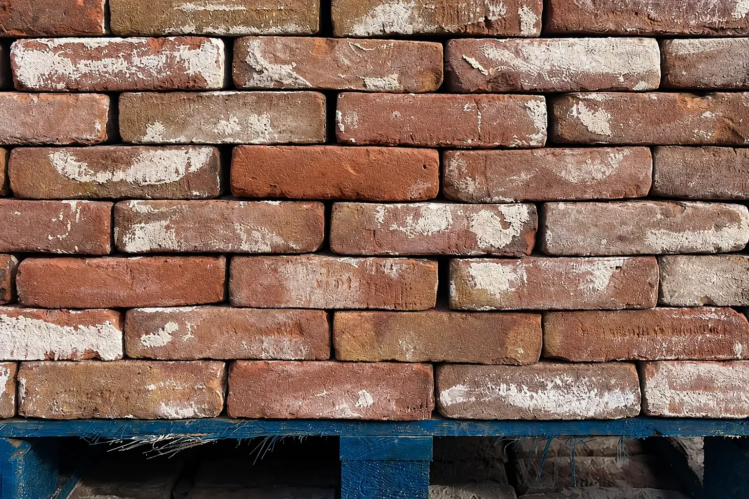Brown-purple moulded bricks with lime tones