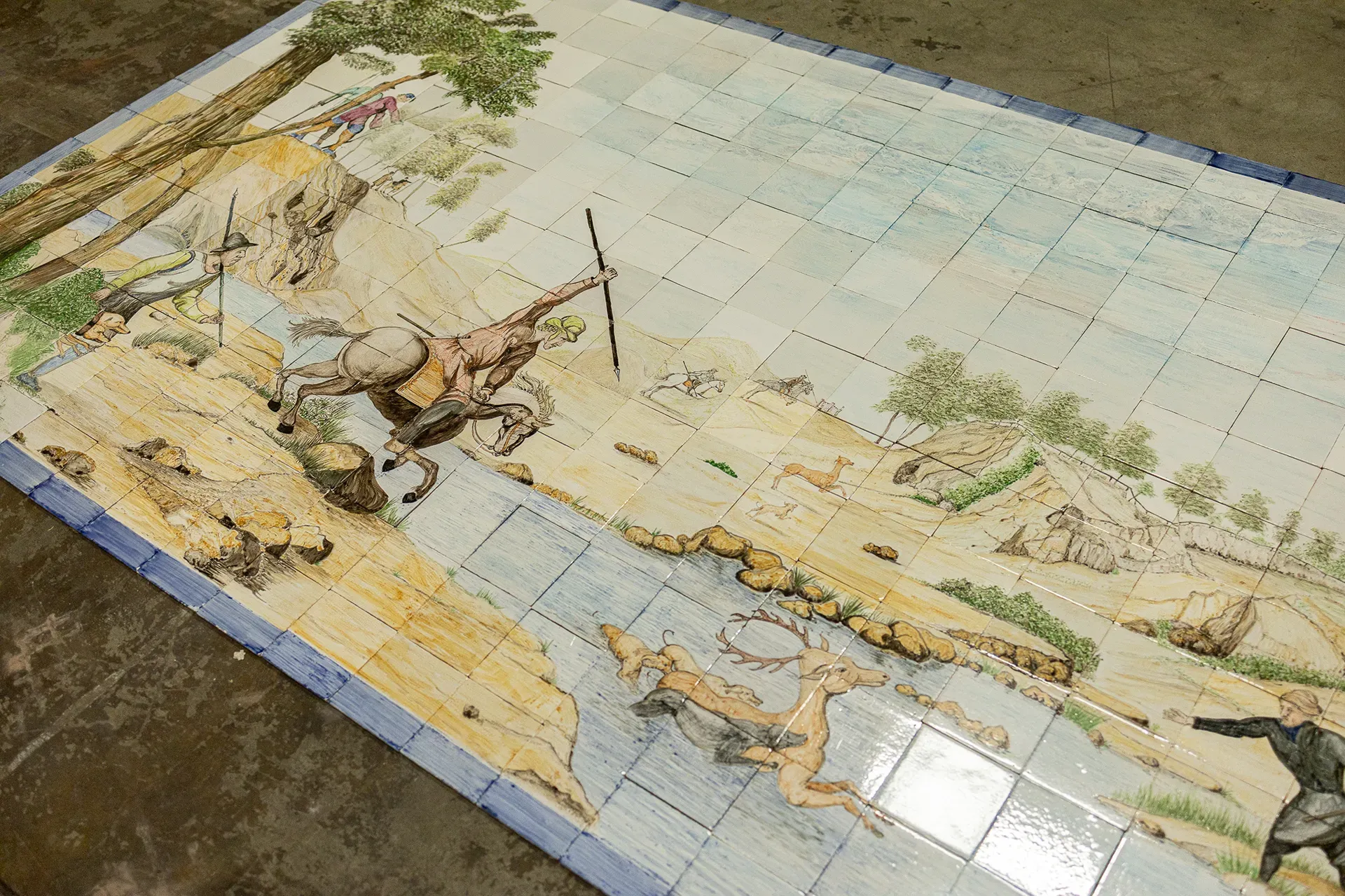 Replica of The Deer Hunt tile panel
