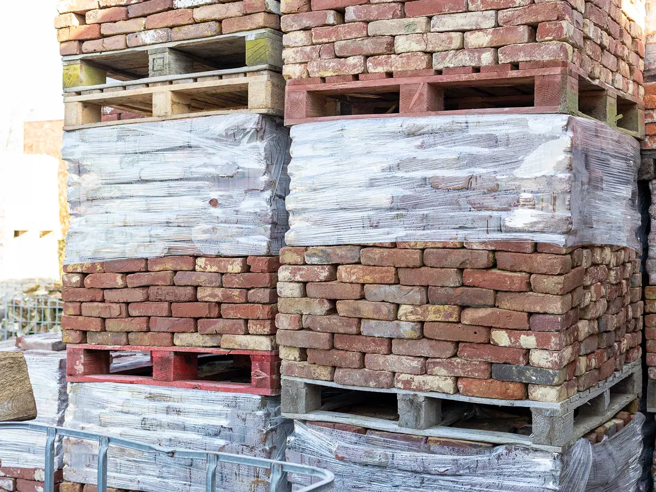 Large batch of antique red purple nuanced handmade and moulded Waal format bricks