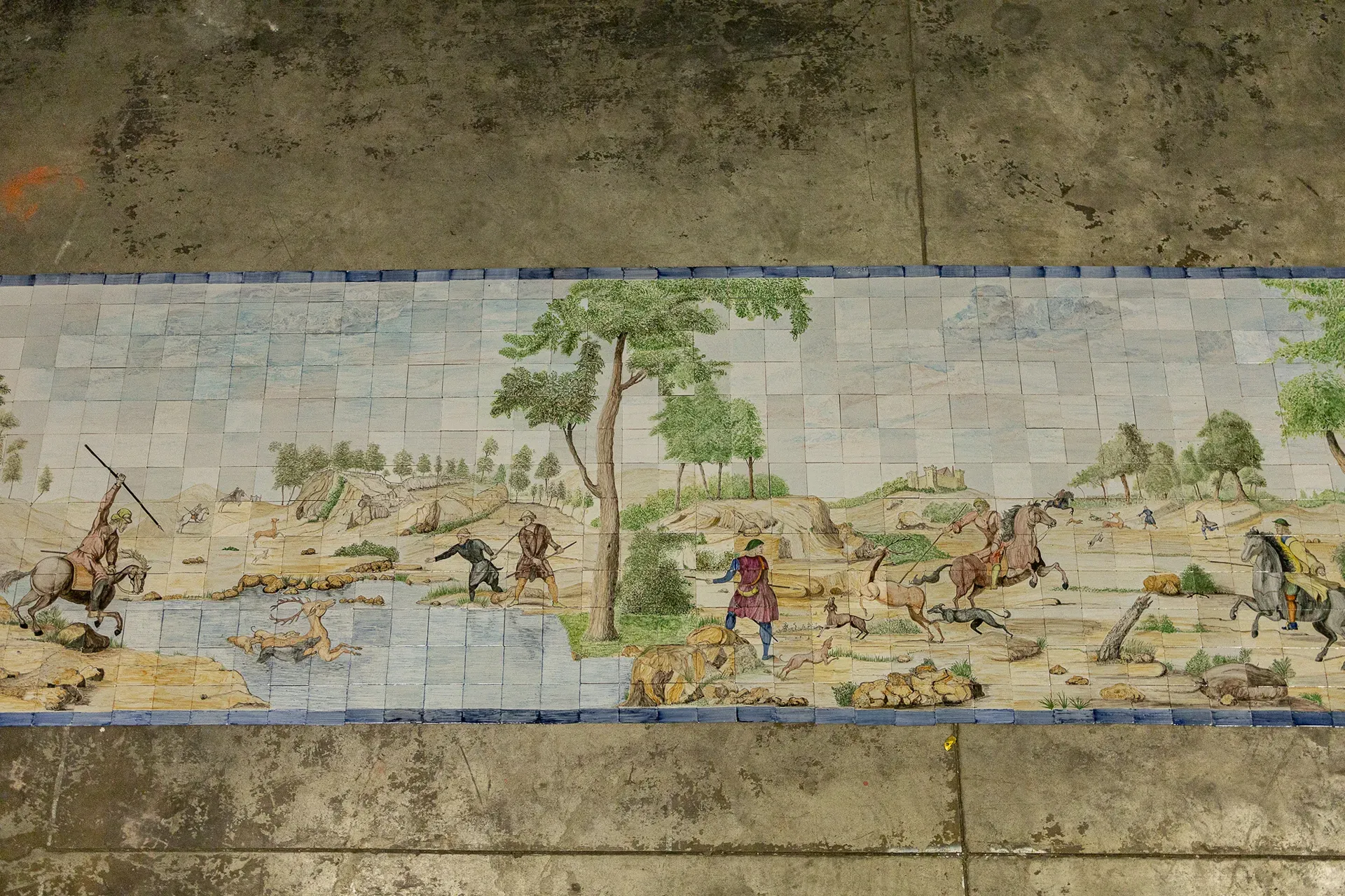 Unique old hand-painted tile artwork