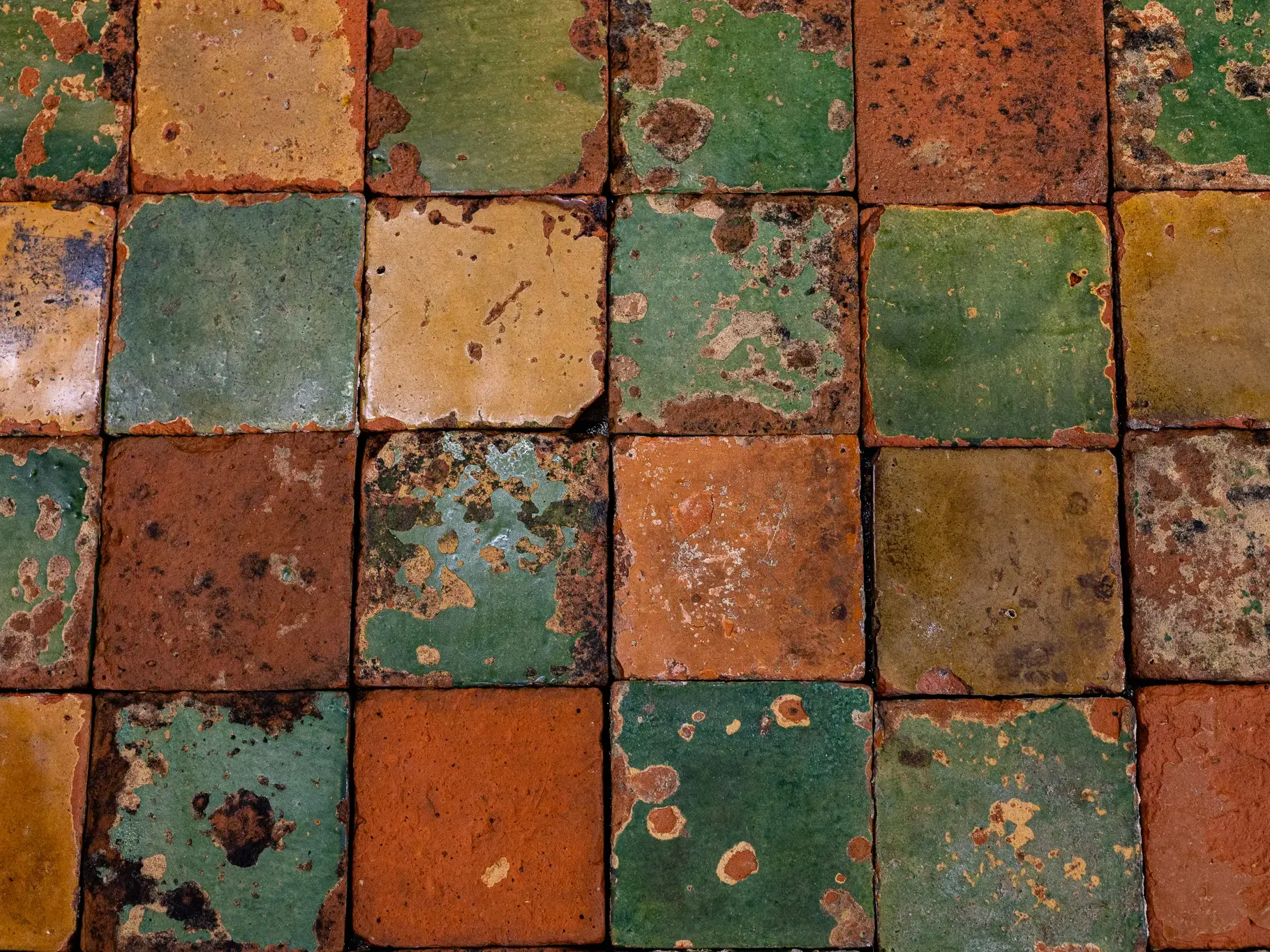 Antique Dutch terracotta floor tiles