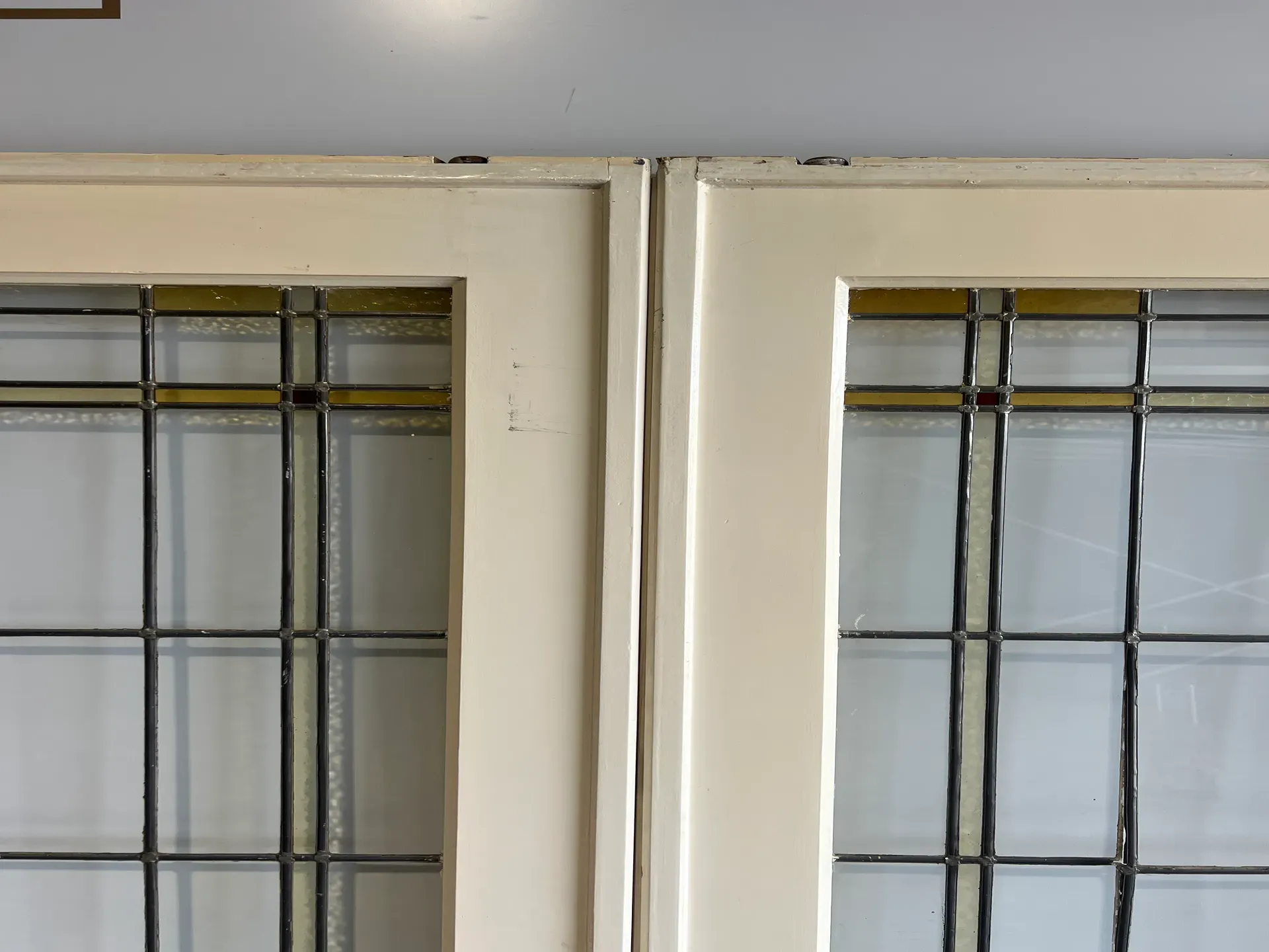 Nr 95; Oude ensuite deuren glas in lood 213.5 x 165 4
