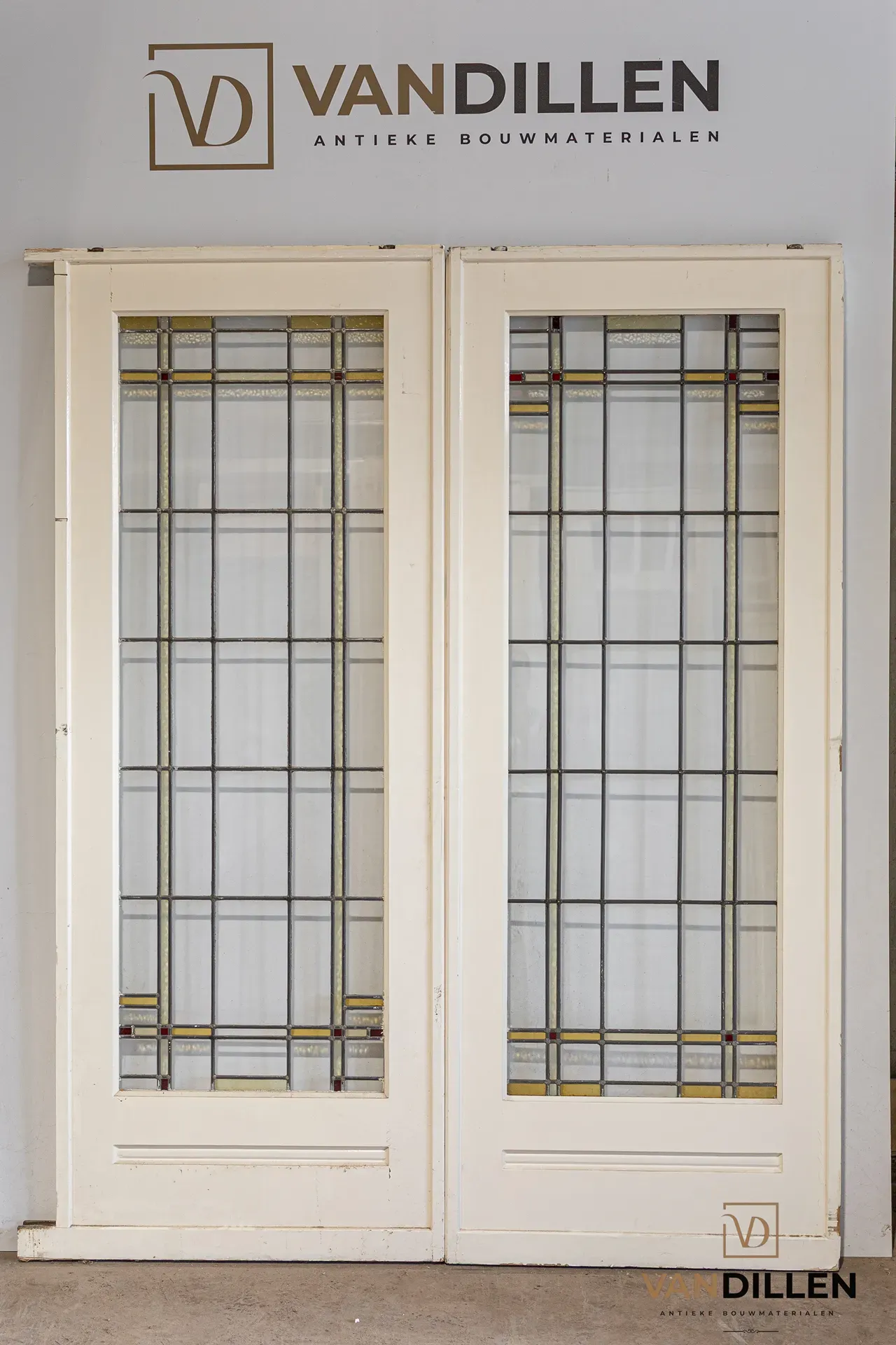 Nr 95; Oude ensuite deuren glas in lood 213.5 x 165 2