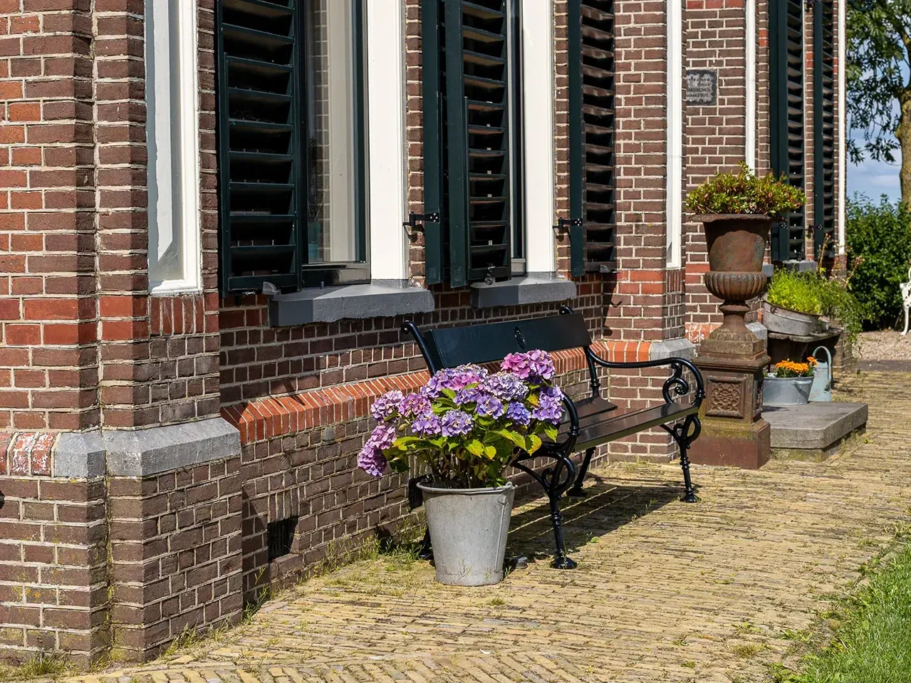 Traditional yellow-brick farm lane