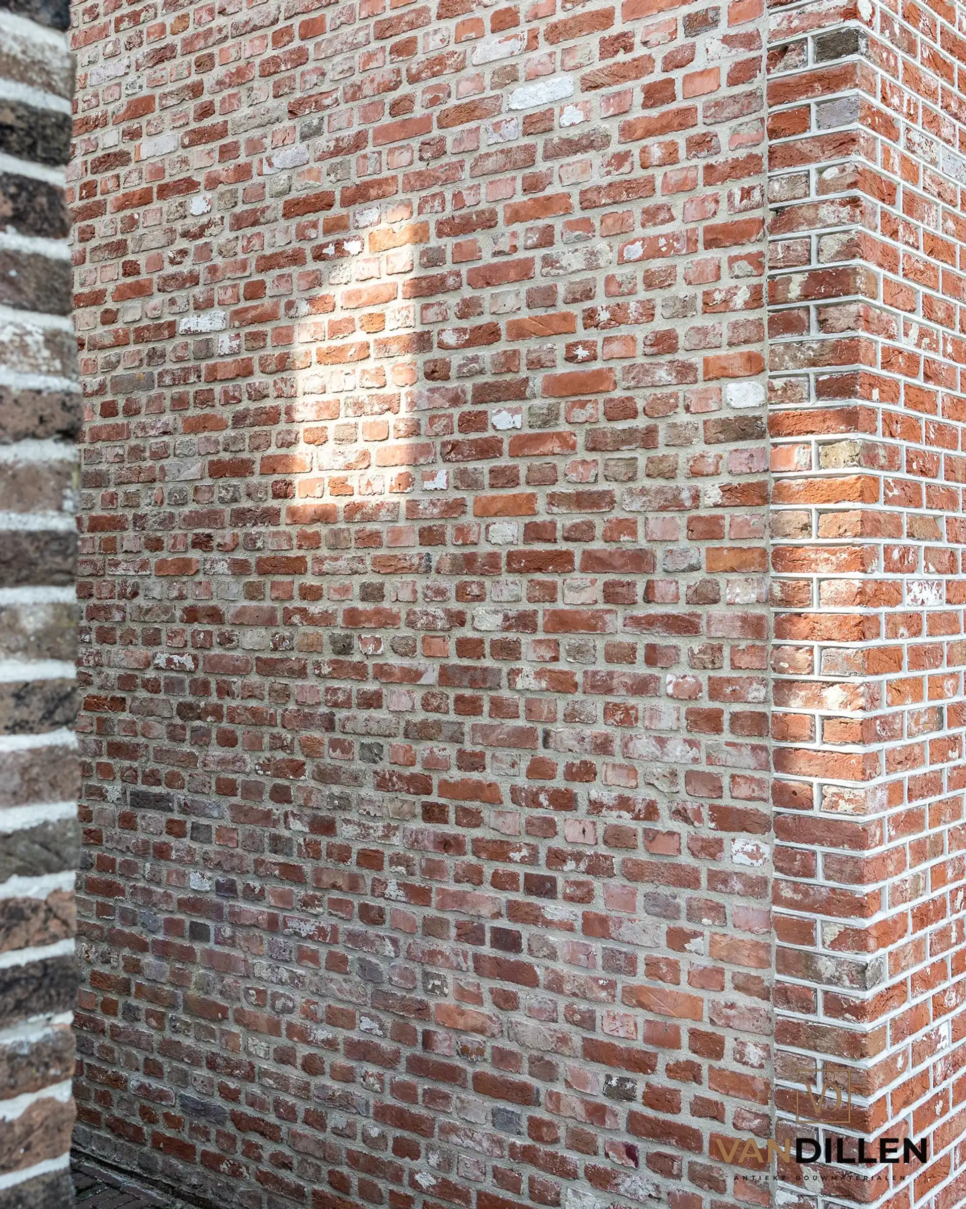 Muur Van Oude Metselstenen Nieuwbouw