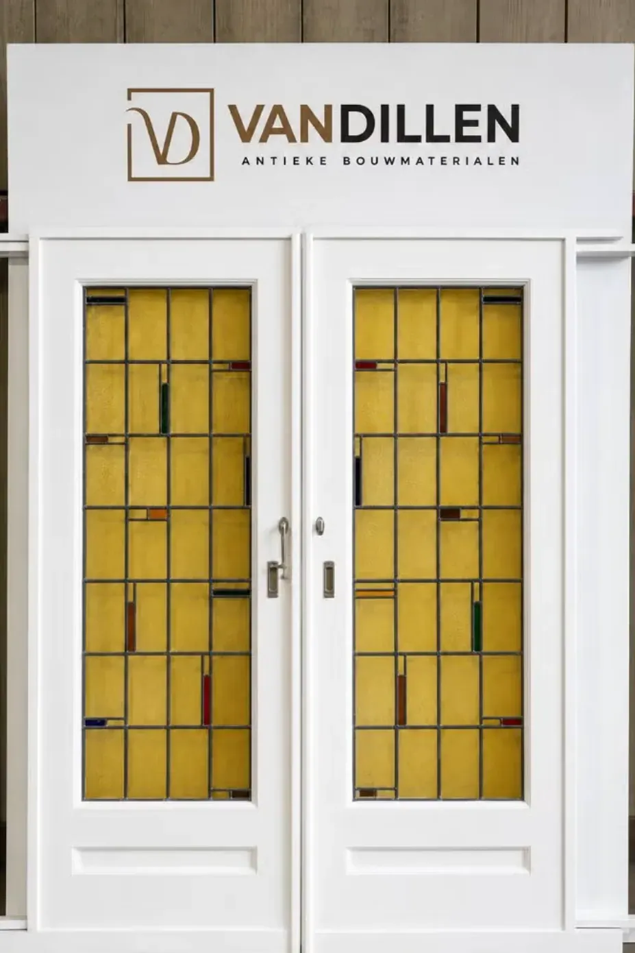 N° 140 : portes coulissantes anciennes avec vitraux Art déco, 214 x 83.5