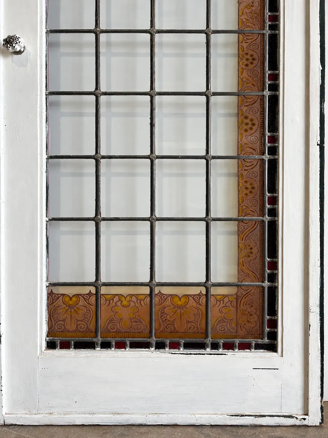 No. 92: Tall antique period doors with stained glass + painted glass