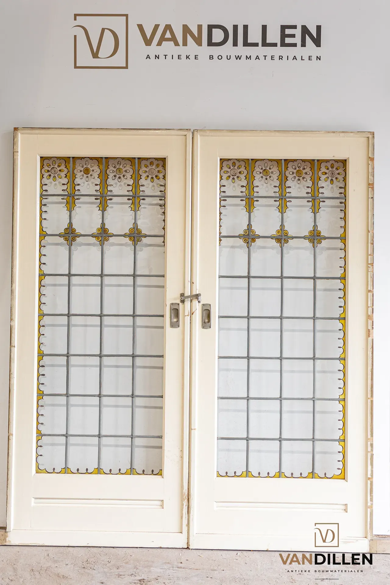 Nr 117 Art deco ensuite deuren gebrandschilderd glas in lood