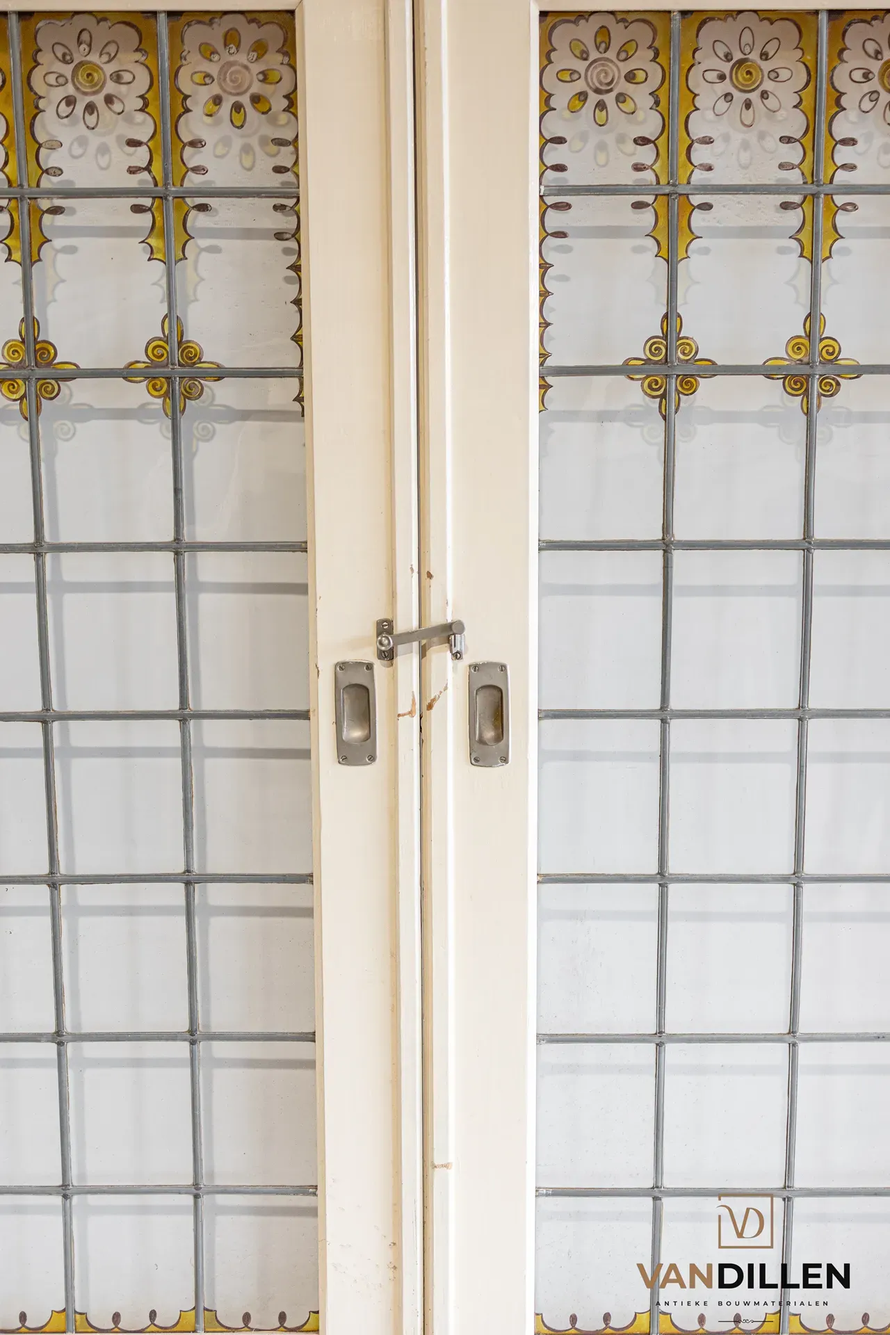 Nr 117; Art deco ensuite deuren gebrandschilderd glas in lood