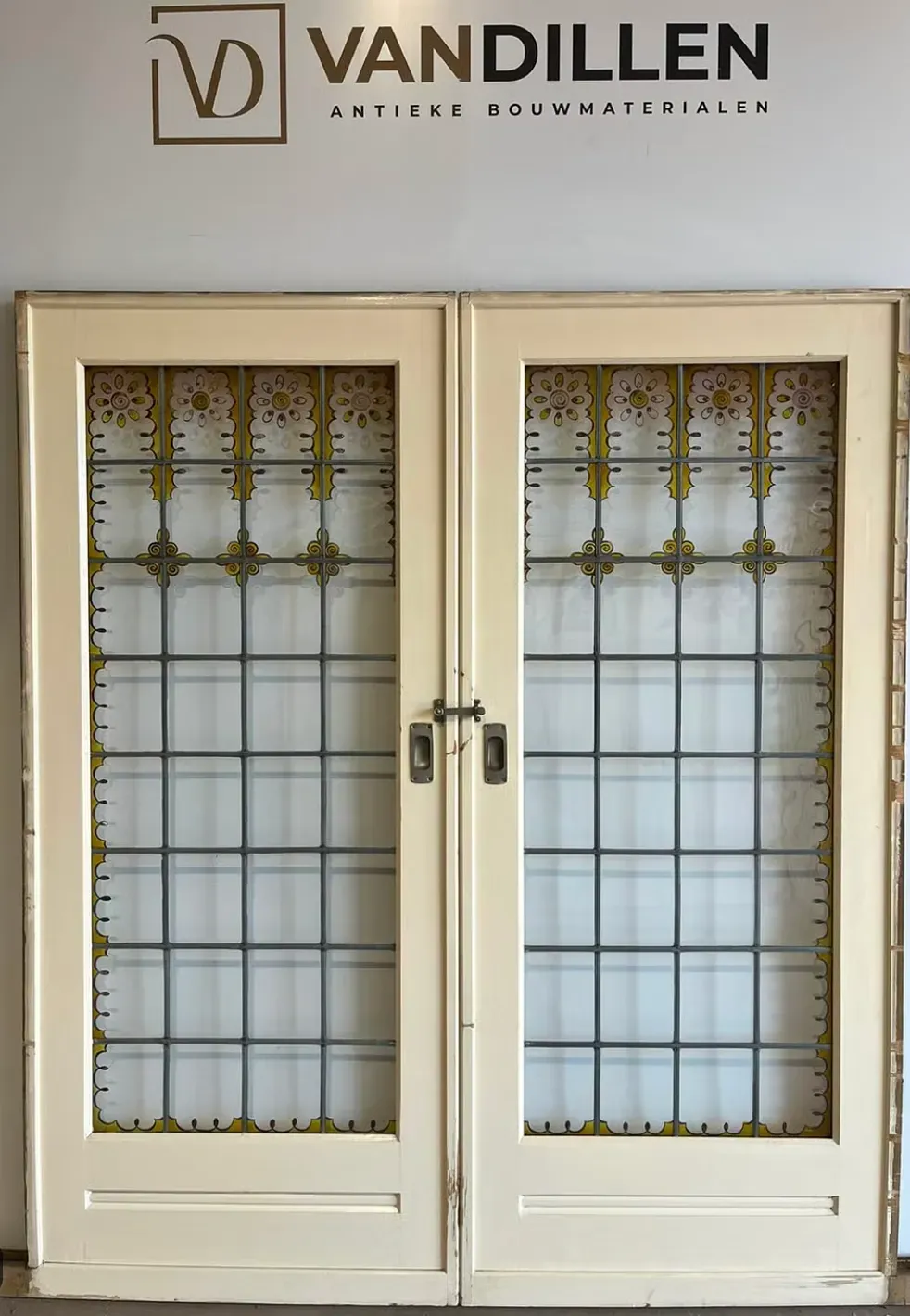 Nr 117 Art deco ensuite deuren gebrandschilderd glas in lood