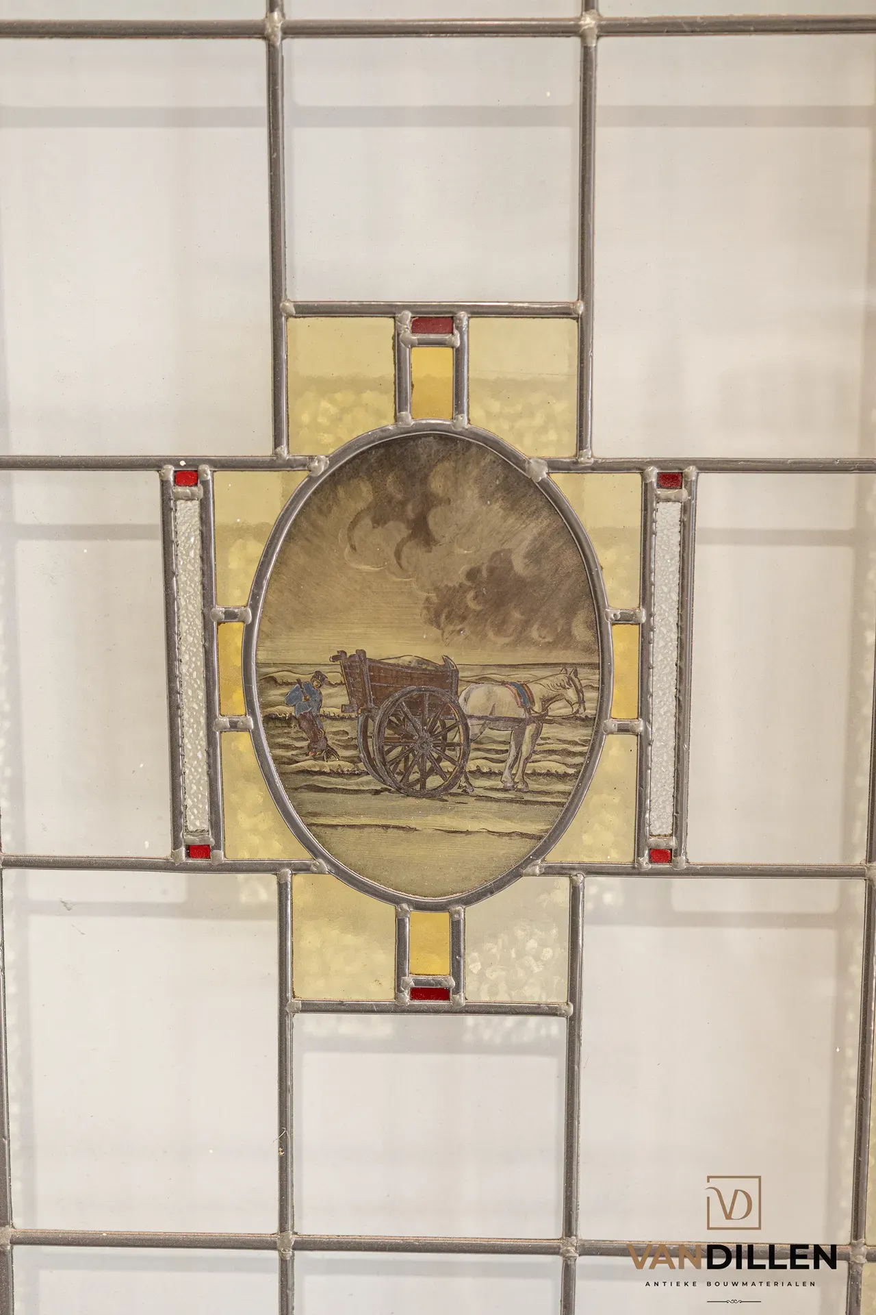 Nr. 119: Zimmerschiebetüren mit bemalter Bleiverglasung, 215.5 x 87 CM