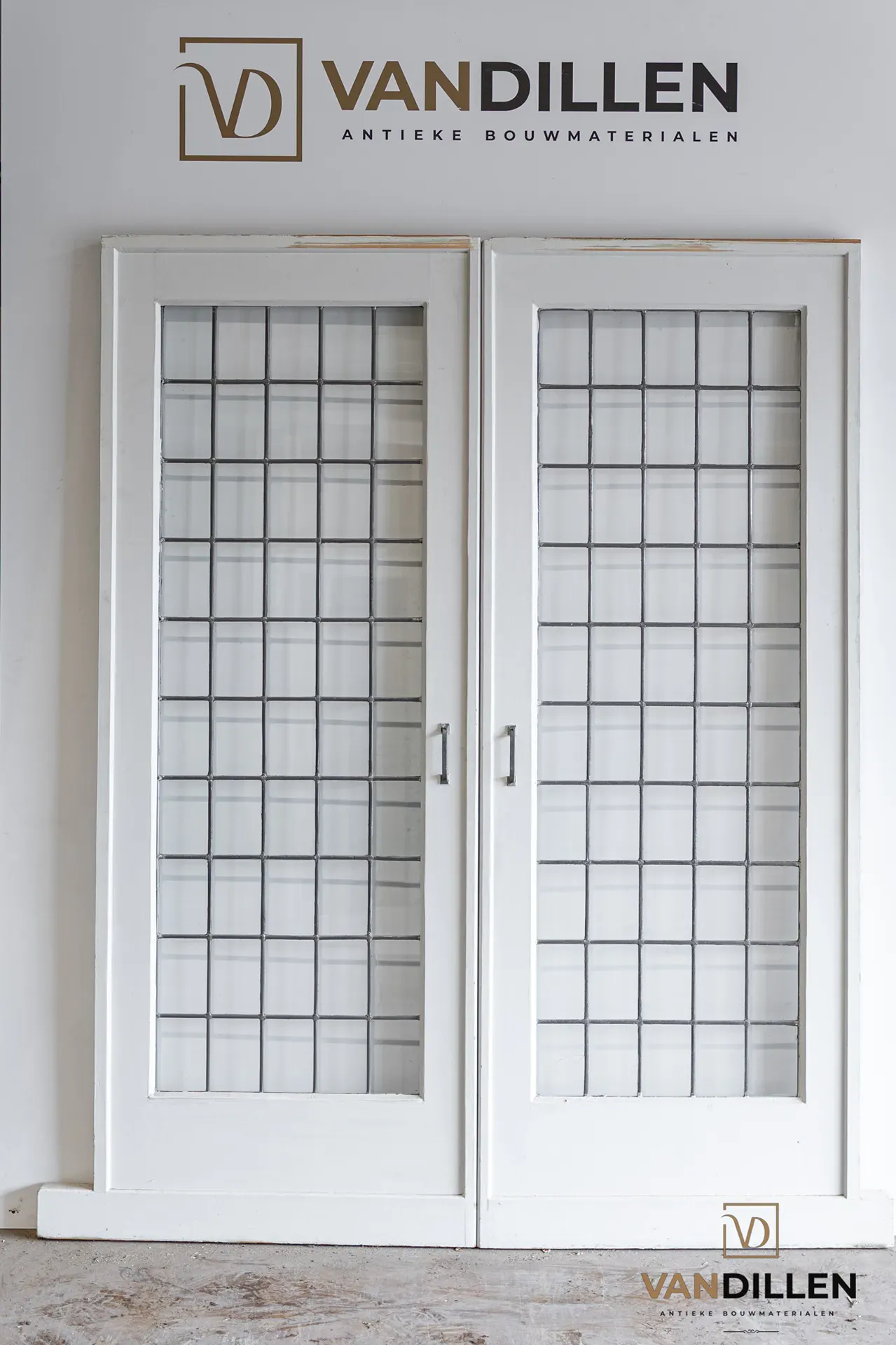 Nr 122 Antieke Ensuite Deuren Glas In Lood Wit Blank