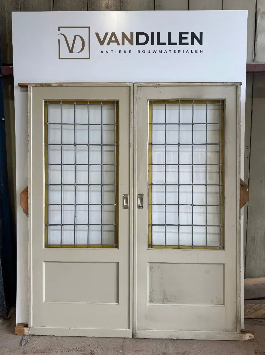 Nr 137; Antieke ensuite schuifdeuren glas in lood