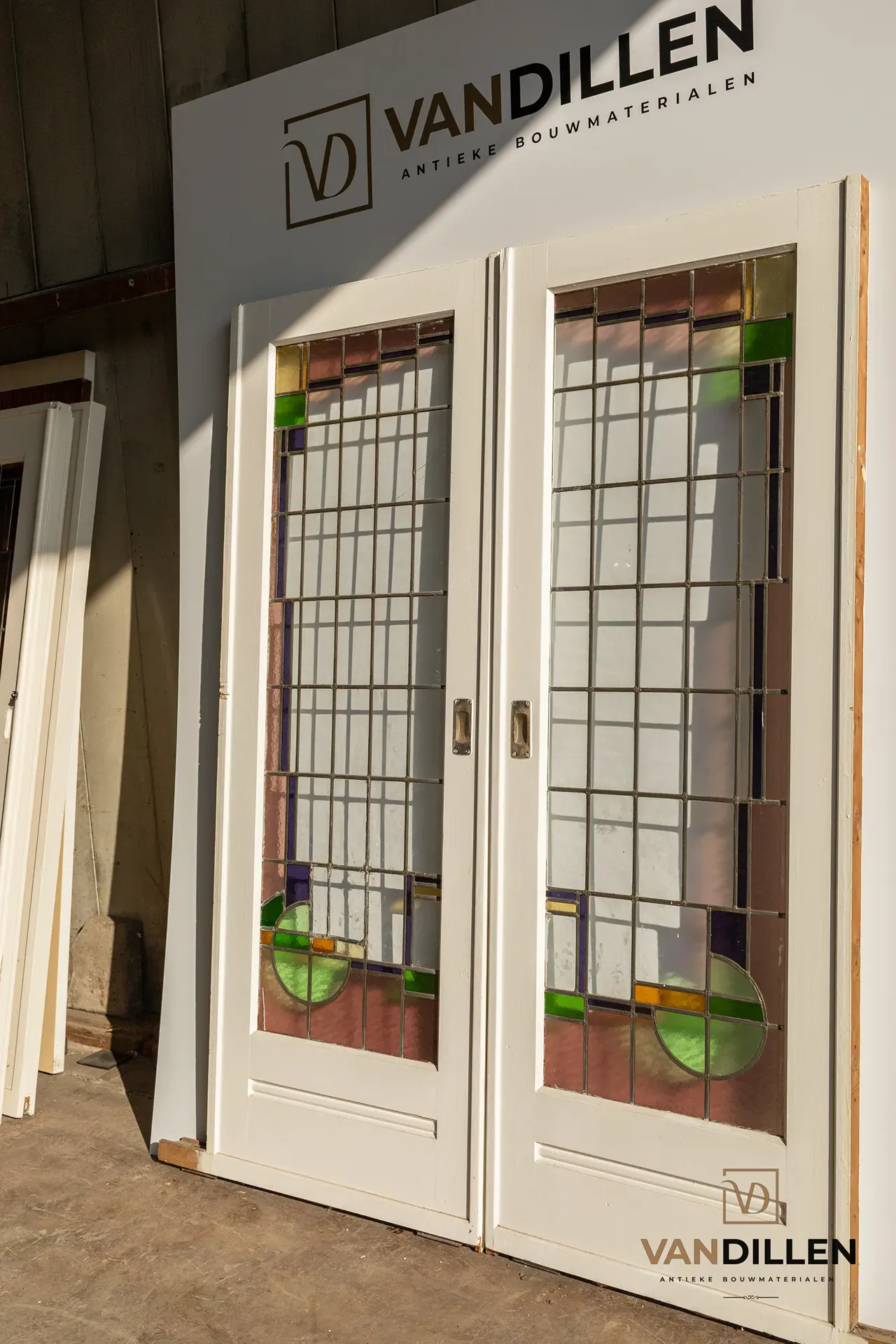 Antique interior doors with stained glass
