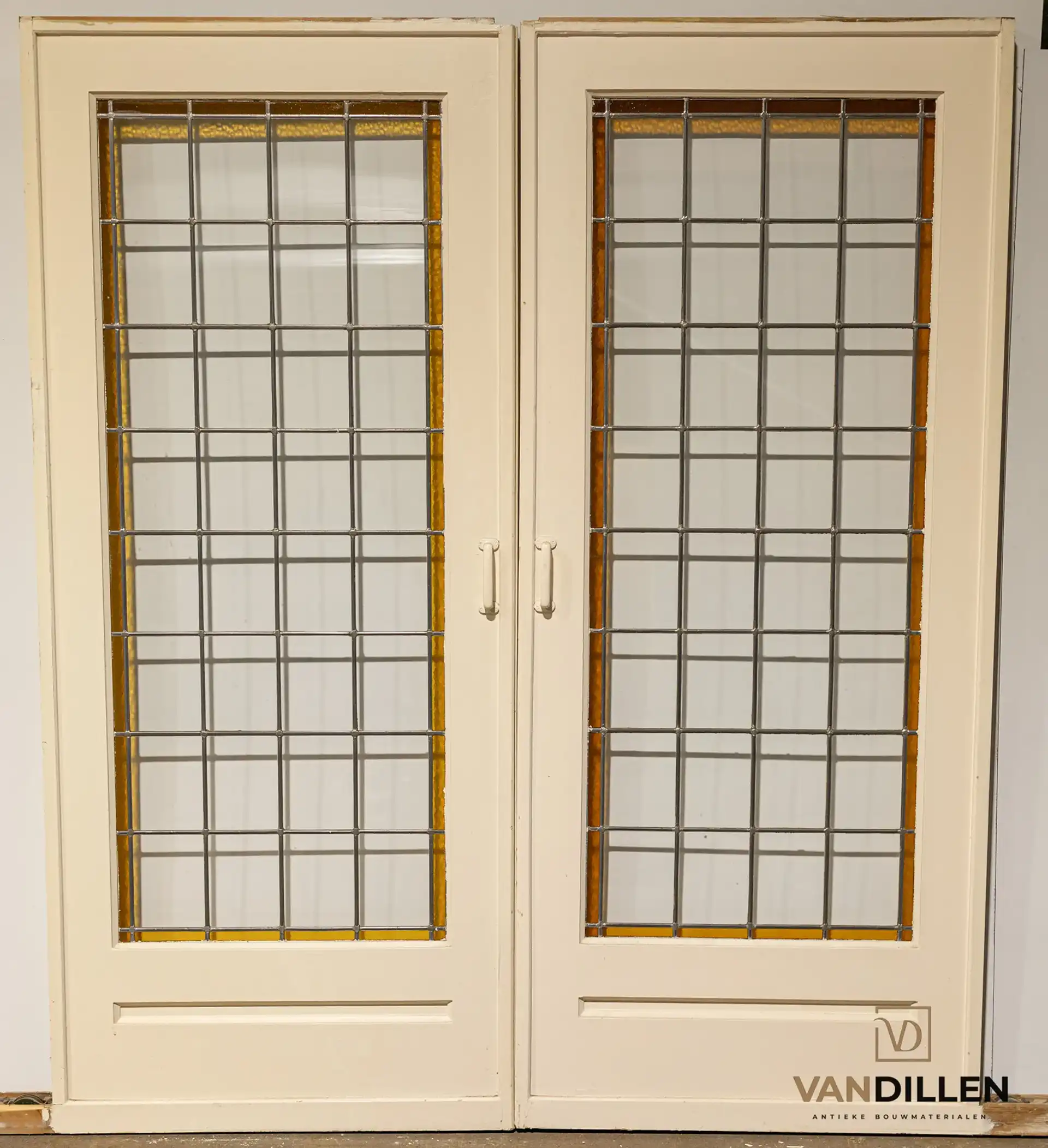 Nr 44 Antieke Ensuite Deuren Met Kleur Glas In Lood