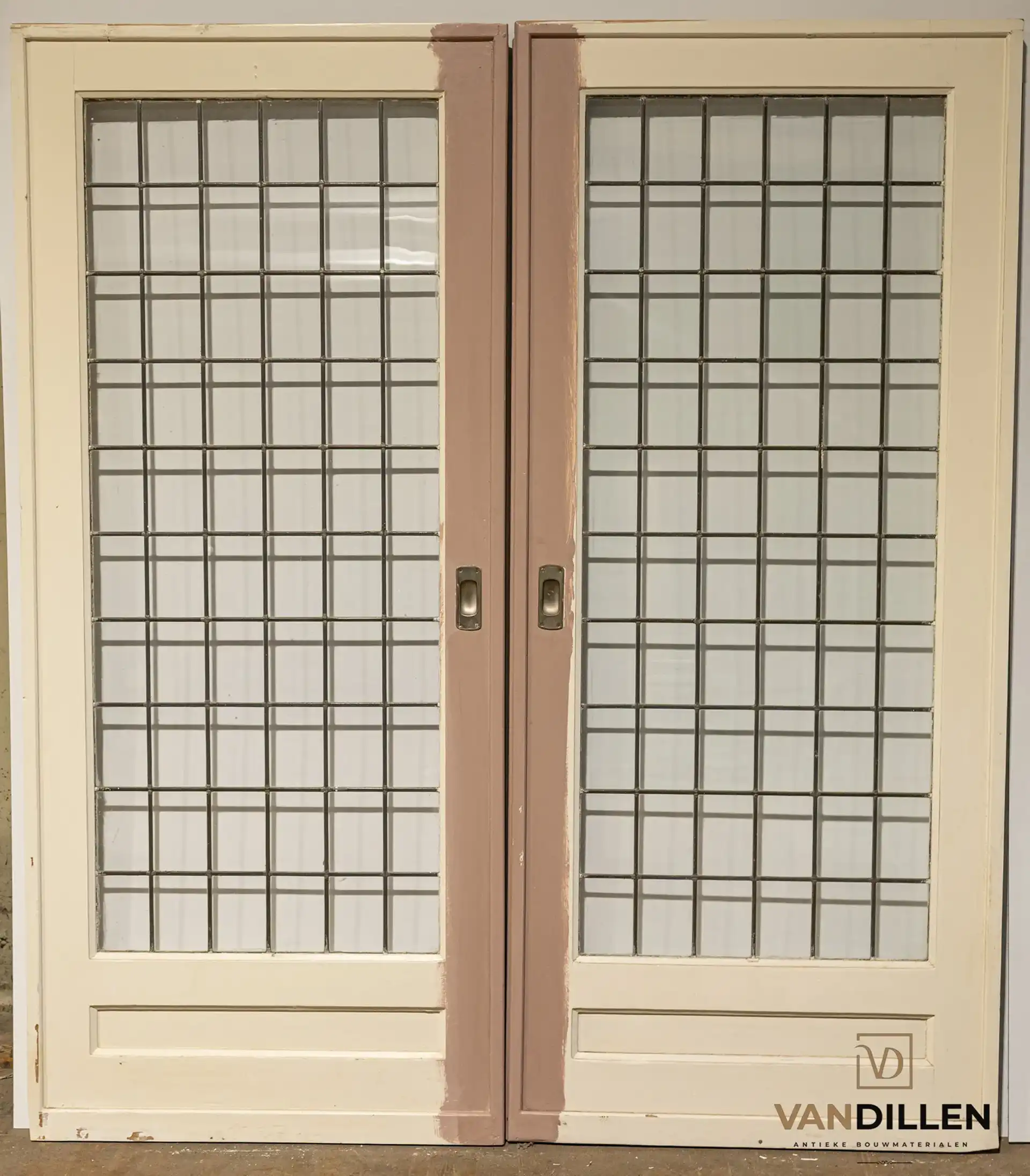 Nr 45 Set Glas In Lood Antieke Brede Schuifdeuren