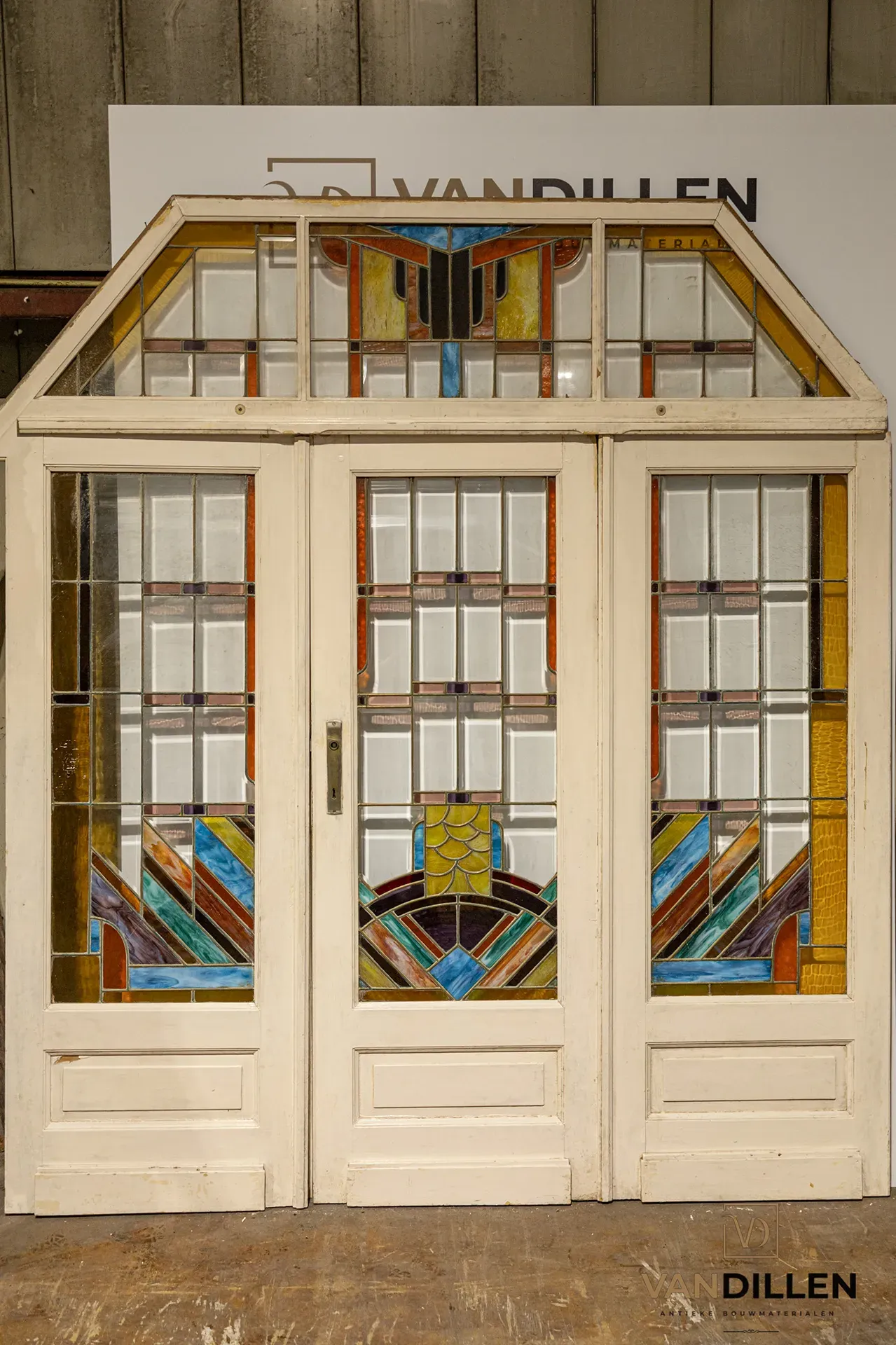 No. 53 distinctive set of old doors with copper-set glass