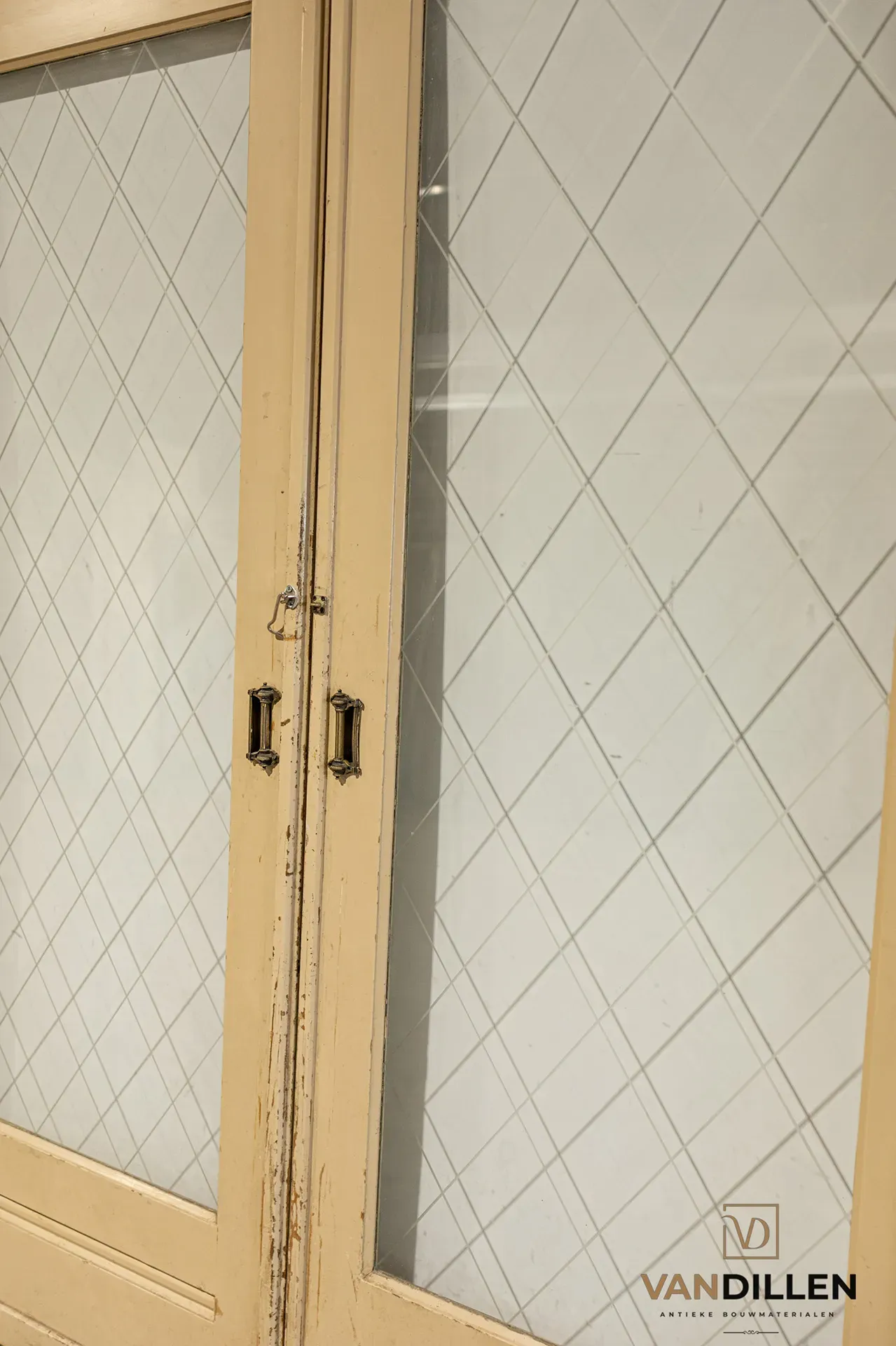 No. 65 set of old internal sliding doors with etched glass