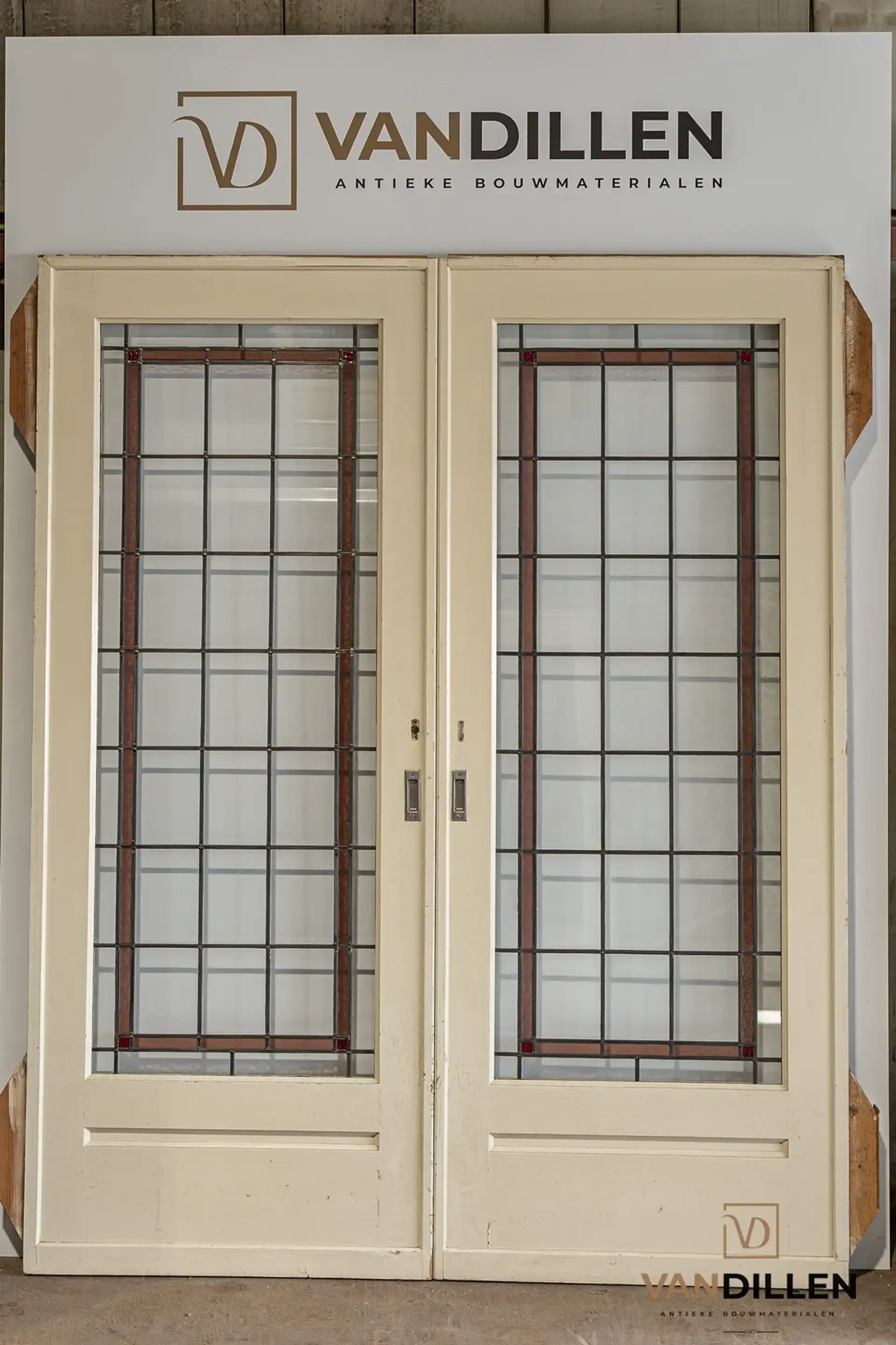 Nr 84 Ensuite Deuren Met Nieuw Glas In Lood Antiek Oud