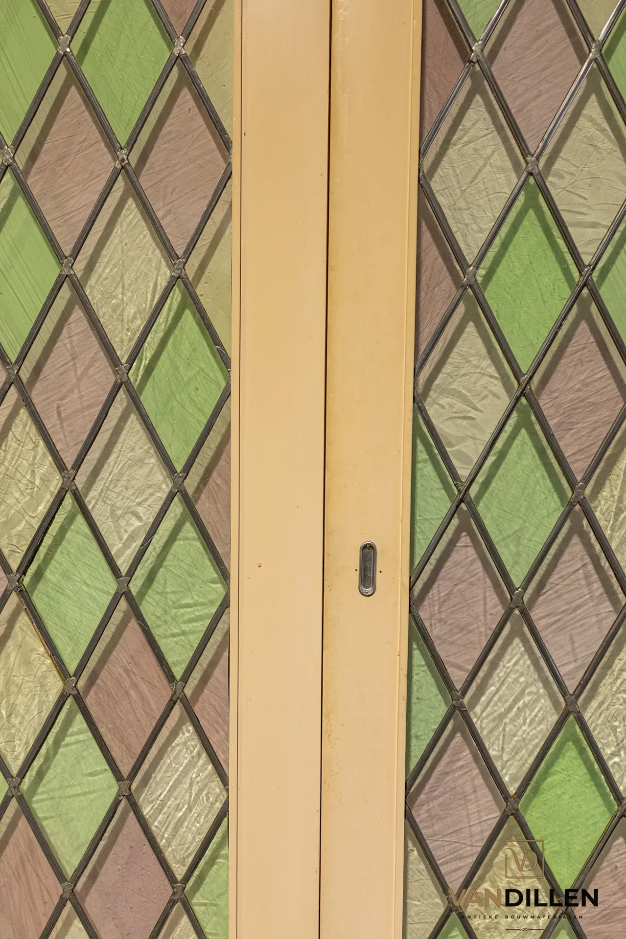 No. 85 old door with checked stained glass