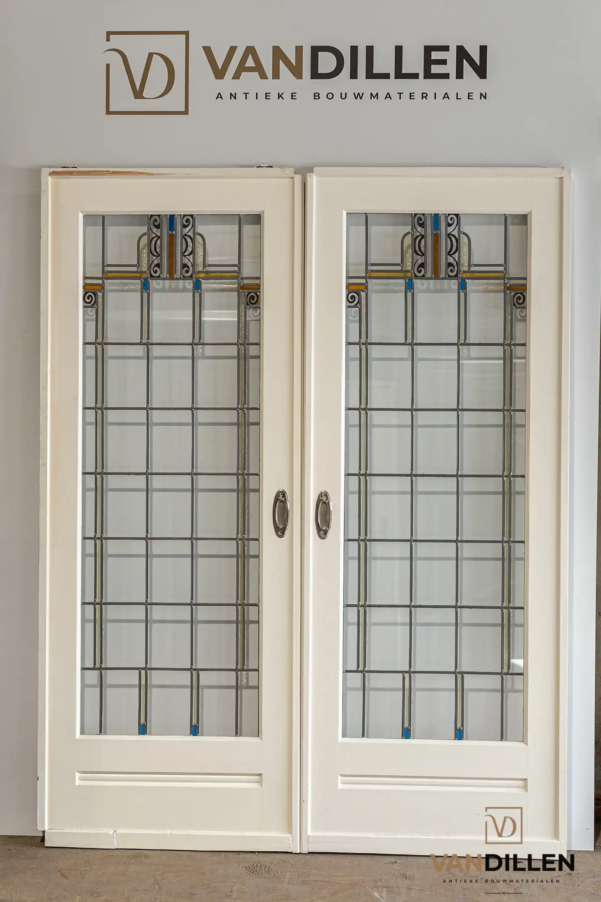 Nr 94 Antieke Oude Ensuite Deuren Art Deco Glas In Lood