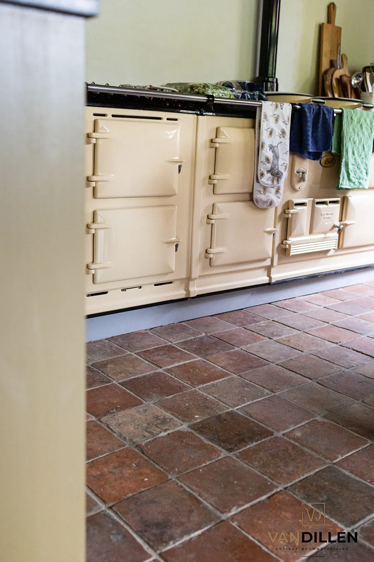 Old French terracotta tiles in a country interior in Middelstum