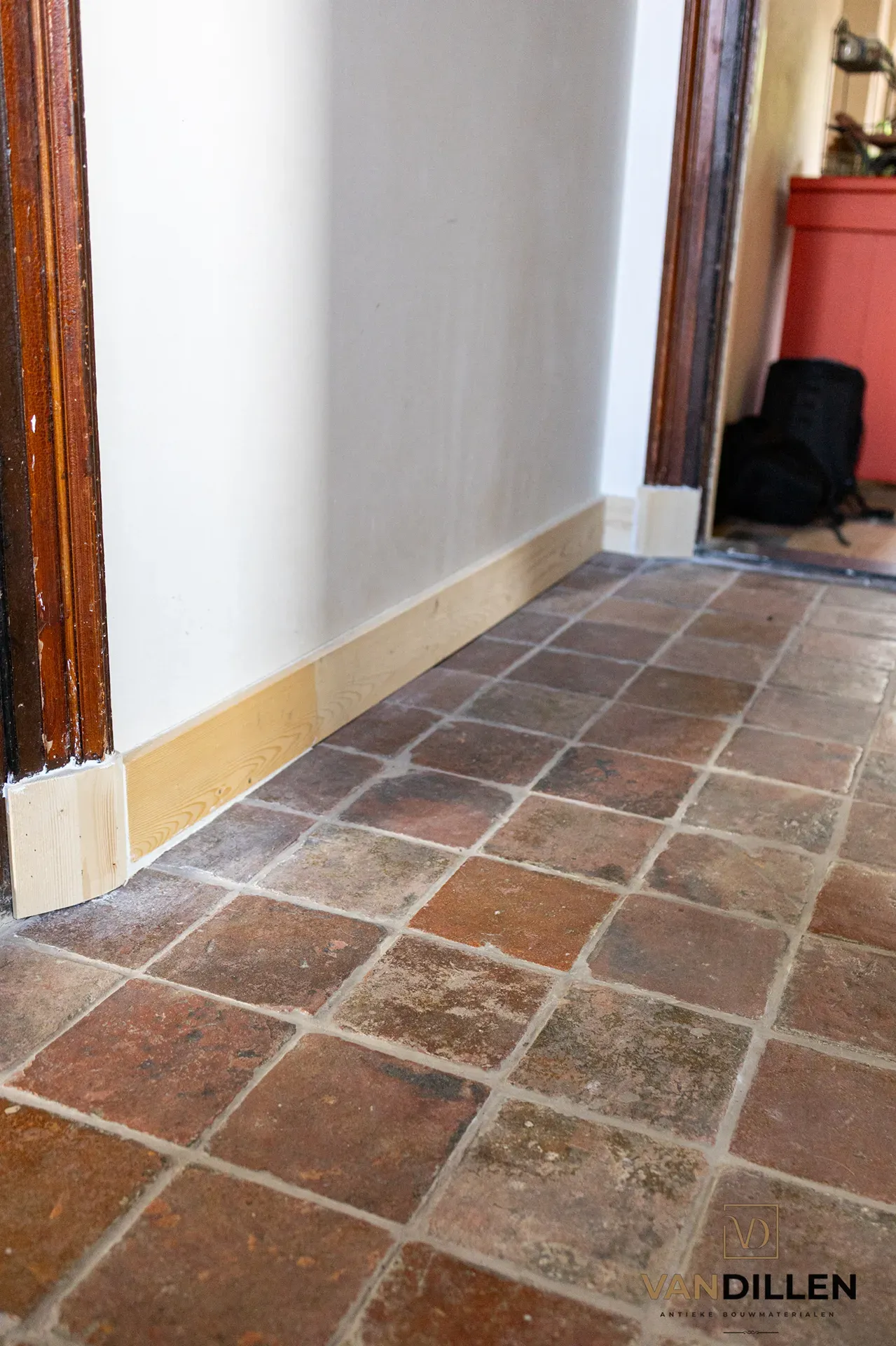 Old French terracotta tiles in a country interior in Middelstum