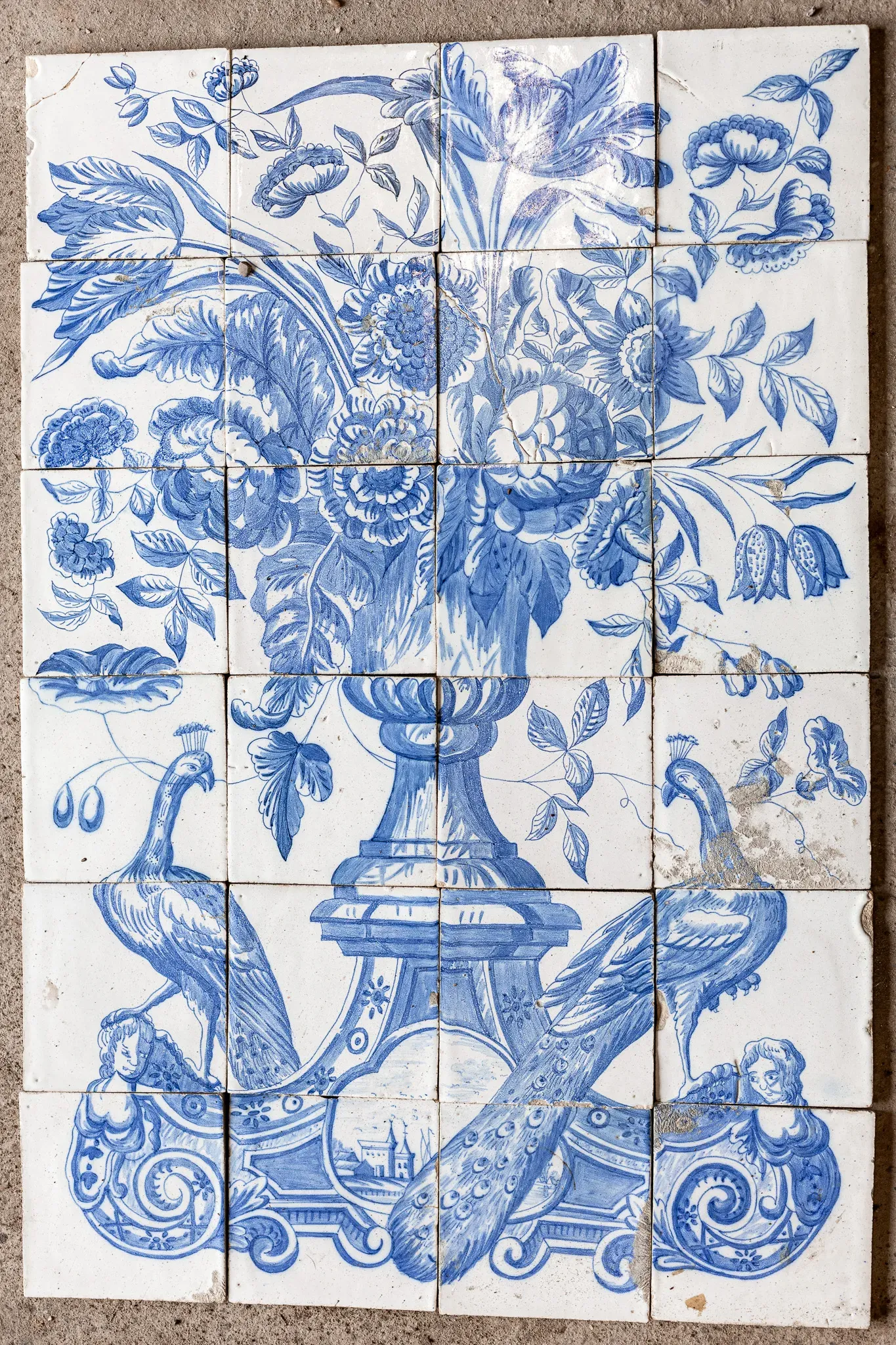 Oud uniek tegel tableau