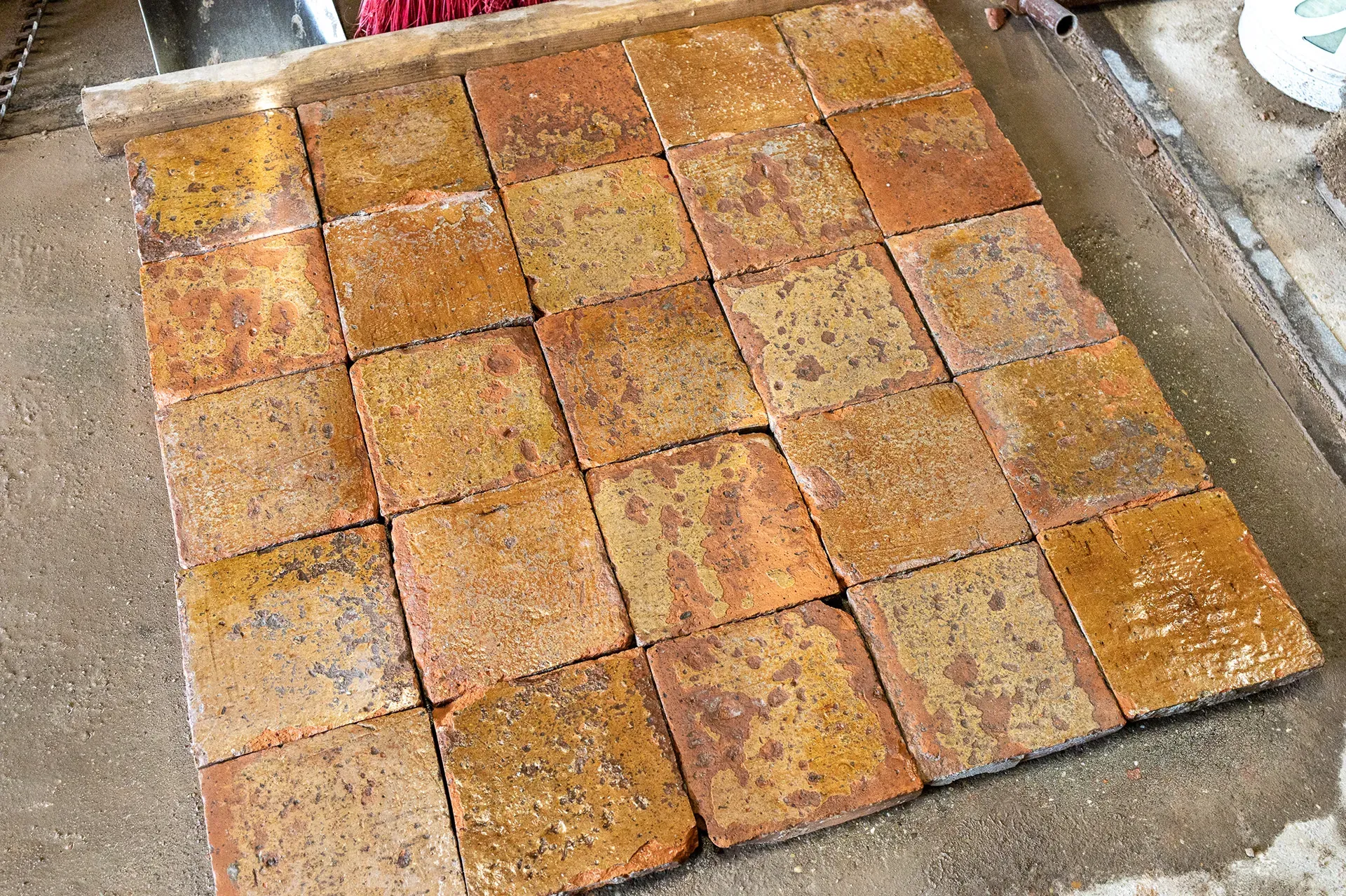 Old glazed floor tiles